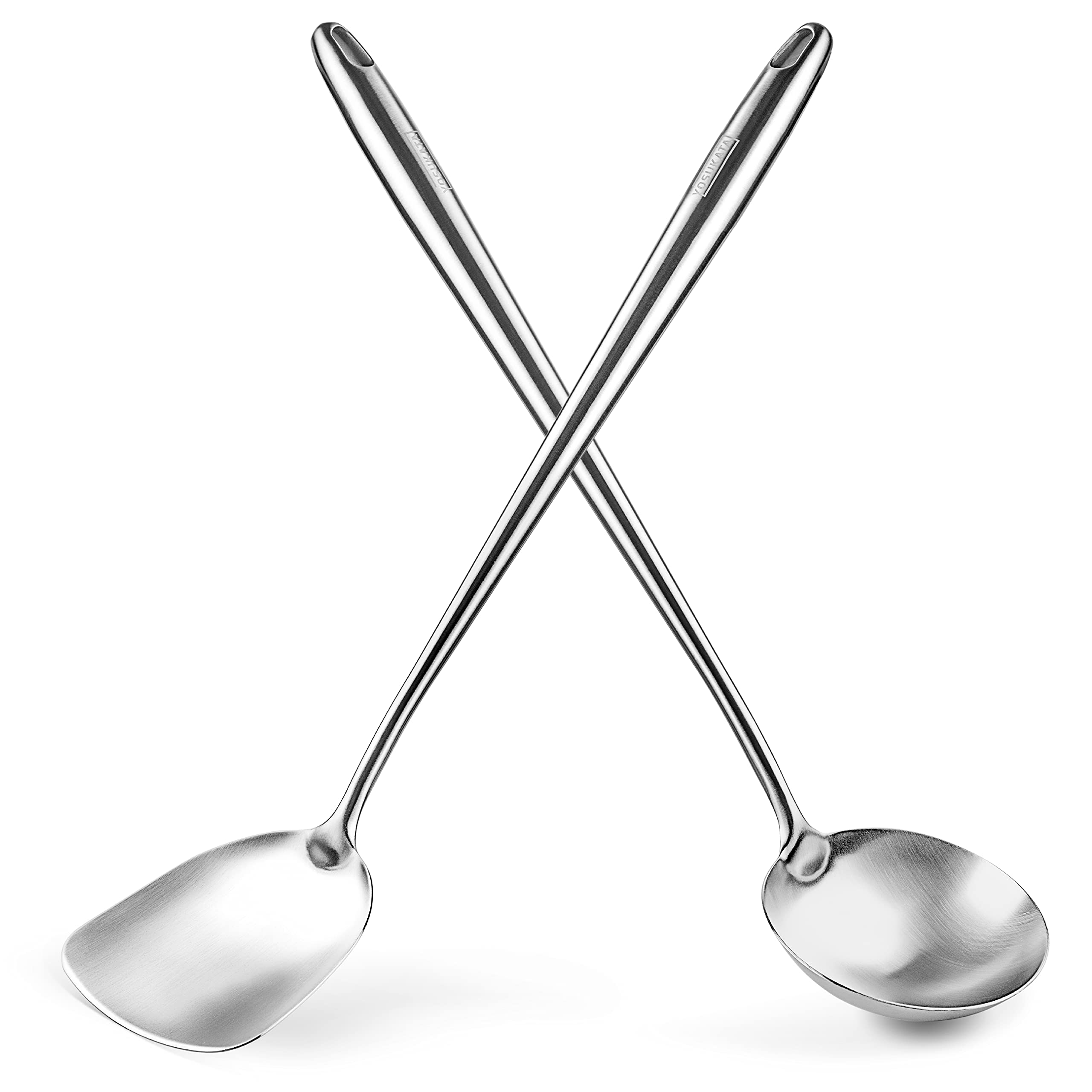 Yosukata 17 Wok Spatula And Ladle - Set Of 2 Heat-Resistant Wok Tools - Universal Wok Ladle And Spatula - High-Grade Stainless S