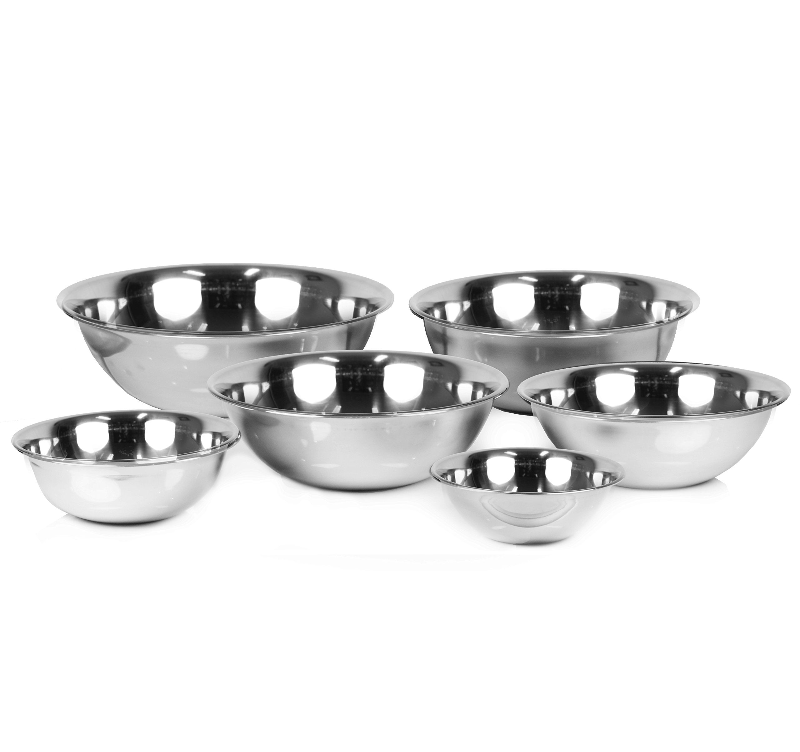Update International Mixing Bowls Standard Weight Stainless Steel, Set Of 6