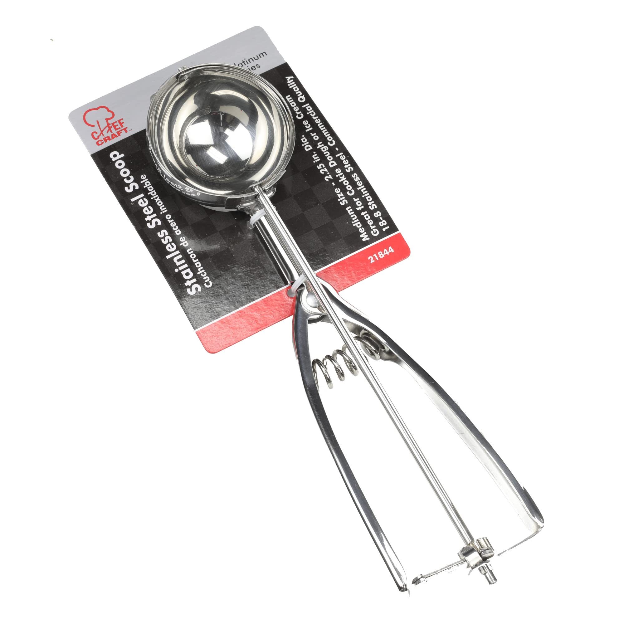 Chef Craft Heavy Duty Medium Ice Cream/Cookie Dough Scoop, 2.25 In Diameter, Stainless Steel