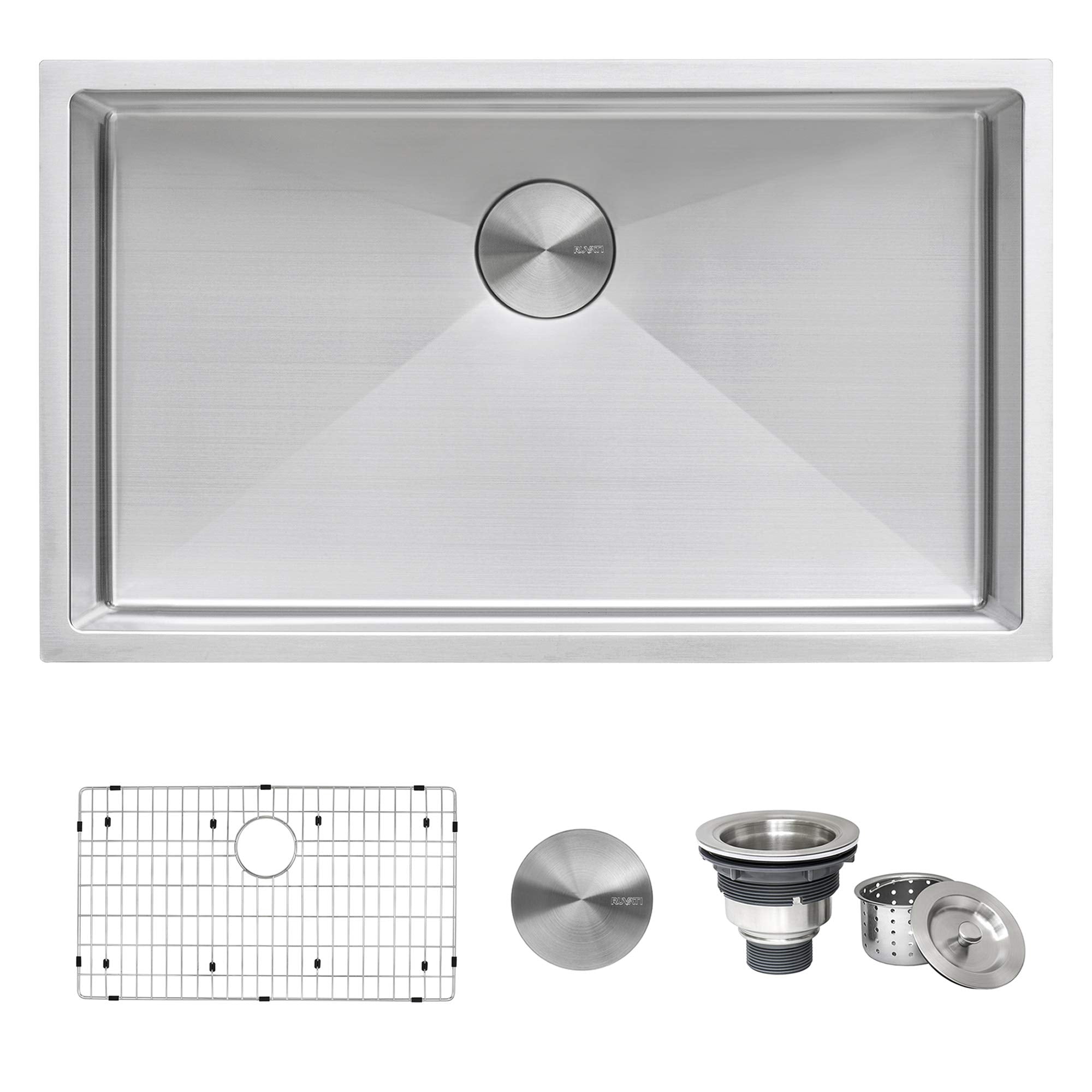 Ruvati 35-Inch Undermount 16 Gauge Rounded Corners Large Kitchen Sink Stainless Steel Single Bowl - Rvh7466