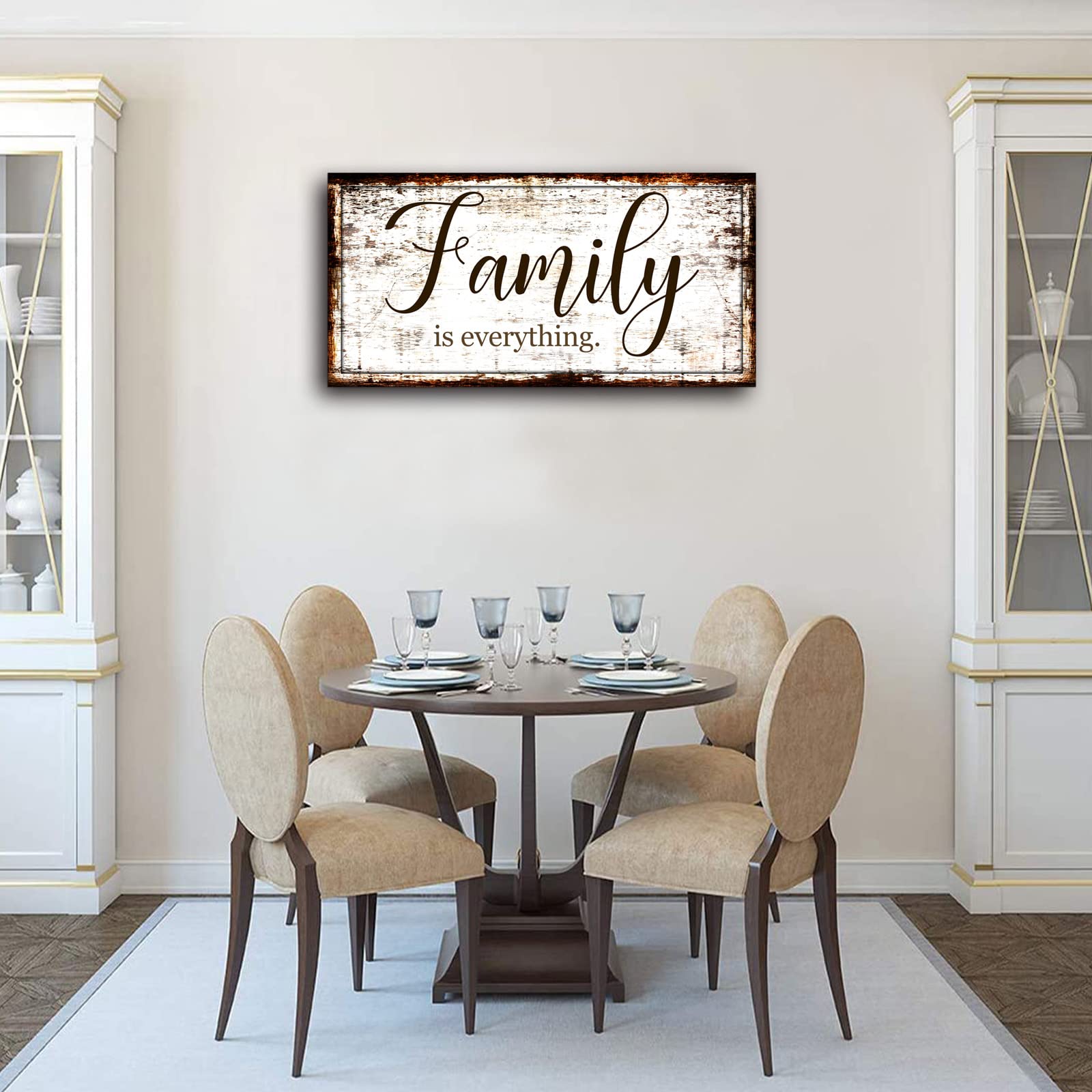Family Is Everything Wall Decor-Rustic Family Quote Print Canvas For Farmhouse-Family Signs Wall Art-Retro Artwork Wall Decorati