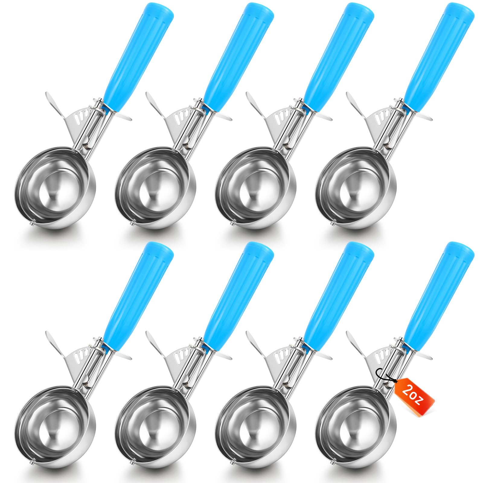 Reallnaive 8 Pcs Release Cookie Scoops Ice Cream Scooper with Trigger Release Portion Scoop Stainless Steel for Portion Control,