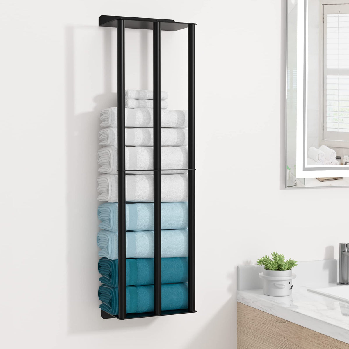 Susswiff Towel Racks For Bathroom, Towel Storage Wall Mounted, Rolled Or Folded Towel Holder With 3 Bars, Sturdy And Large Capac