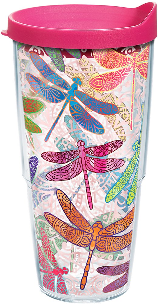 Tervis Dragonfly Mandala Made in USA Double Walled Insulated Tumbler Travel Cup Keeps Drinks Cold & Hot, 24oz, Classic