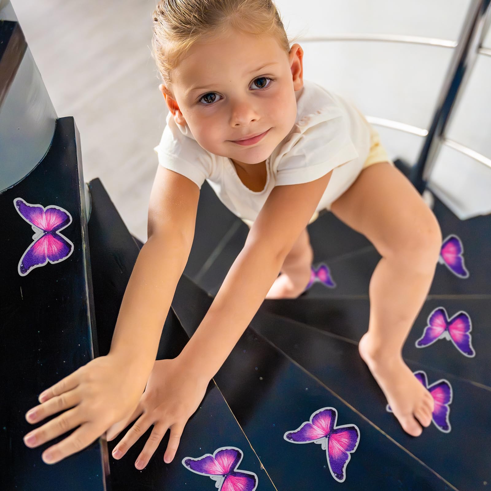 Trandraft 20 Pcs Non Slip Bathtub Stickers Butterfly Shower Stickers Anti Slip Adhesive Butterfly Decals Treads Bathtub Stickers