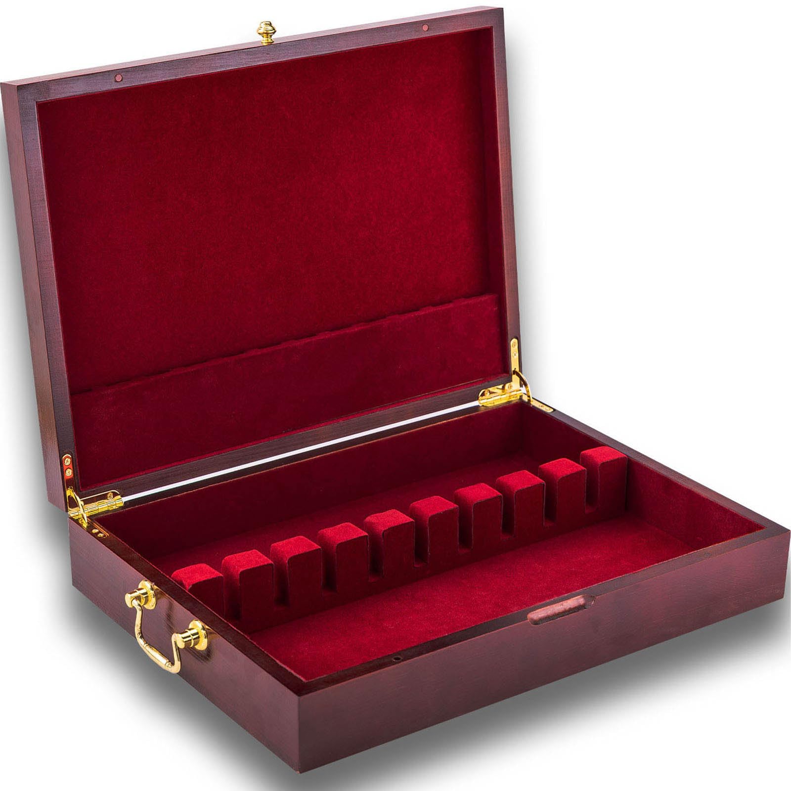 GENRICE Wooden Silverware Chest - Felt Lined Storage for 12 Utensils, Portable with Handle