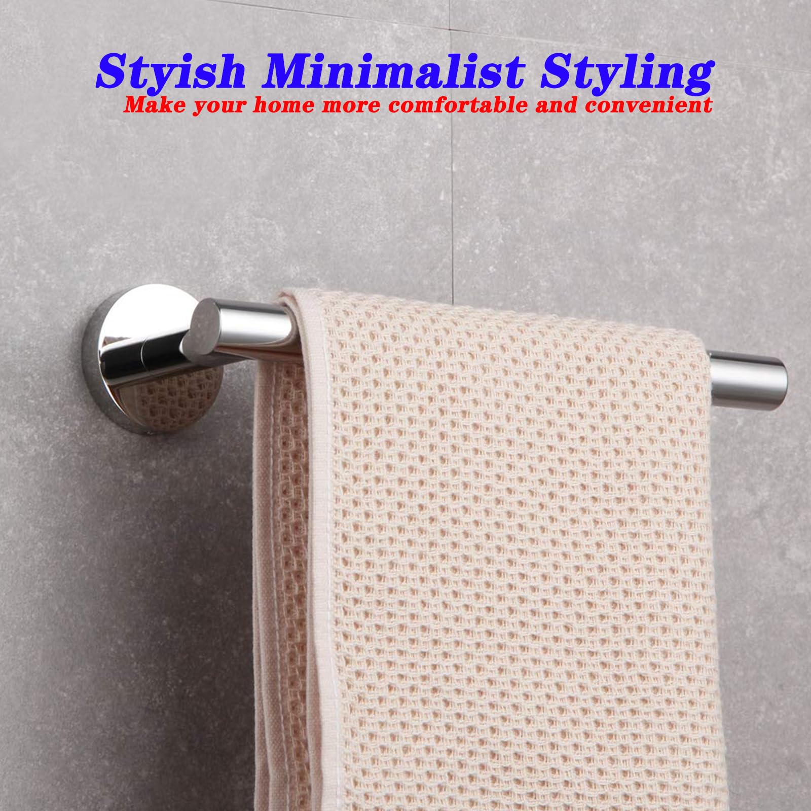 GERZ 9-Inch Bathroom Towel Bar Stainless Steel Bath Towel Rack Contemporary Style Wall Mount  Polished Finish