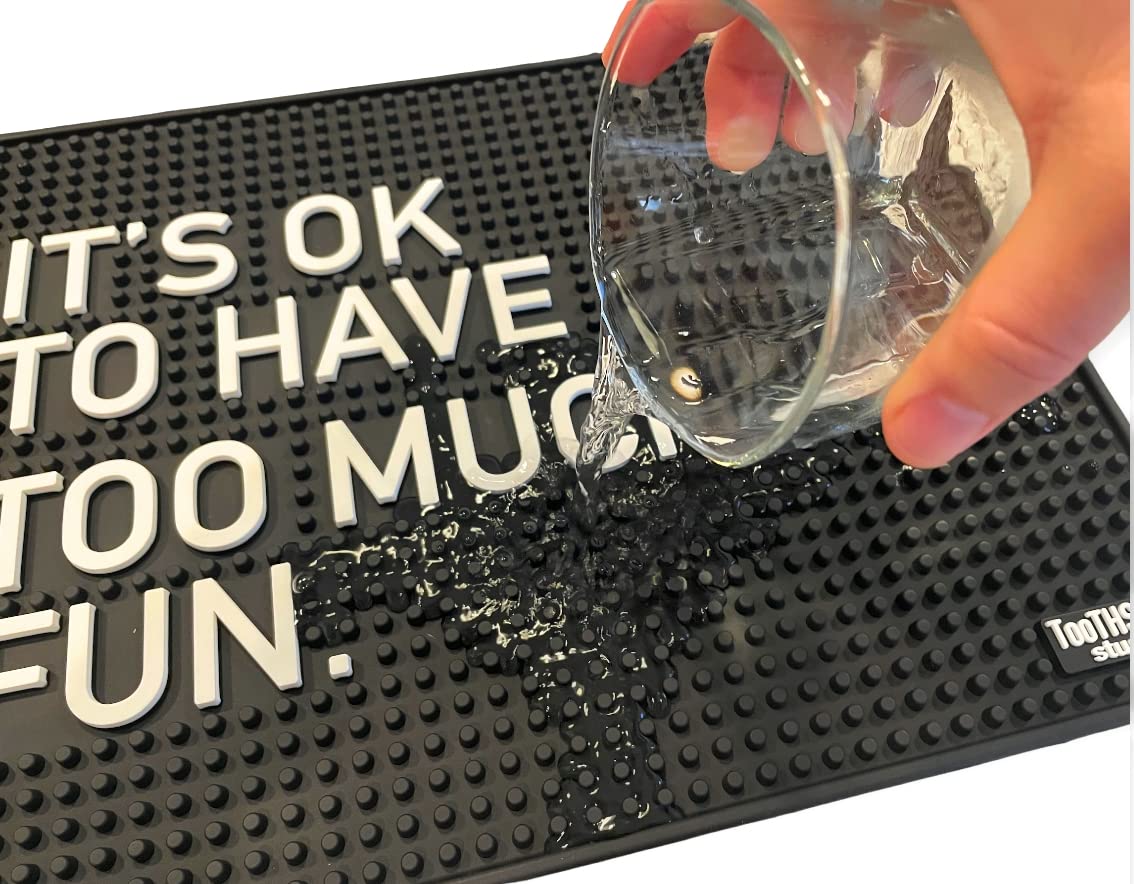 It'S Ok To Have Too Much Fun 17.7'' X 11.8'' Funny Bar Spill Mat Rail Countertop Accessory Home Pub Decor Slip Resistant Durable
