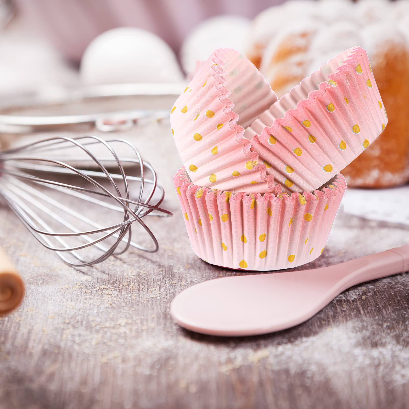 Funtery 300 Count Pink Cupcake Liners Pink Gold Bridal Shower Cupcake Wrappers Cupcake Wrappers Decorations Paper Cupcake Liners