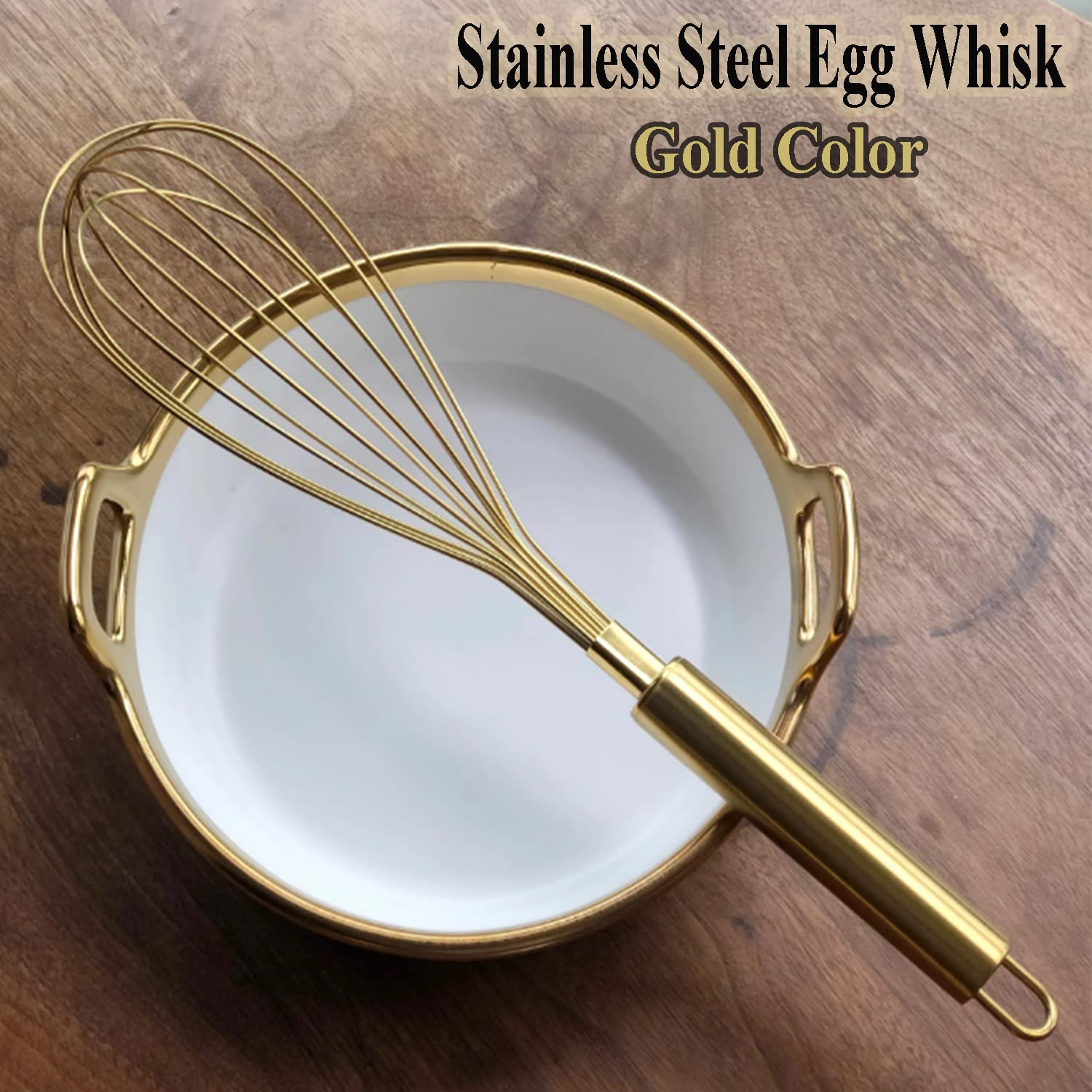 Angel'S Peel Lounge Hand Mixer- Stainless Steel Egg Whisk Gold Color- Ecofriendly Manual Egg Beater, Milk Frother, Hand Blender,