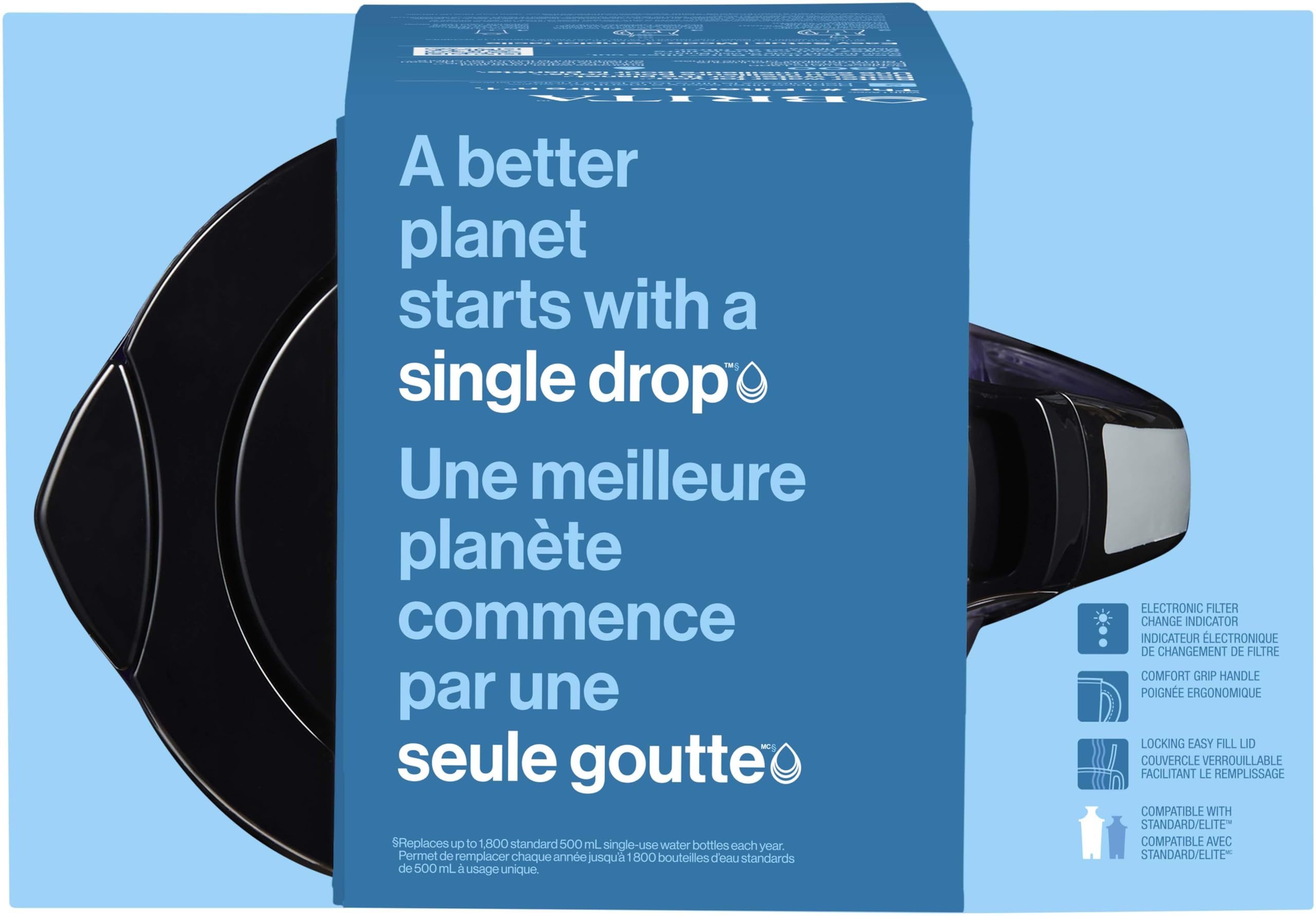 Brita Medium 8 Cup Water Filter Pitcher With 1 Standard Filter, Bpa Free - Marina, Black