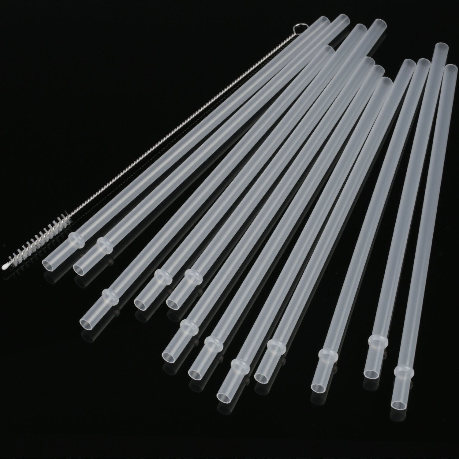 Dakoufish 15 Inch Long Reusable Clear Plastic Replacement Drinking Straws For 128 Oz & 100 Oz & 64 Oz Water Bottles,Tumblers, Se