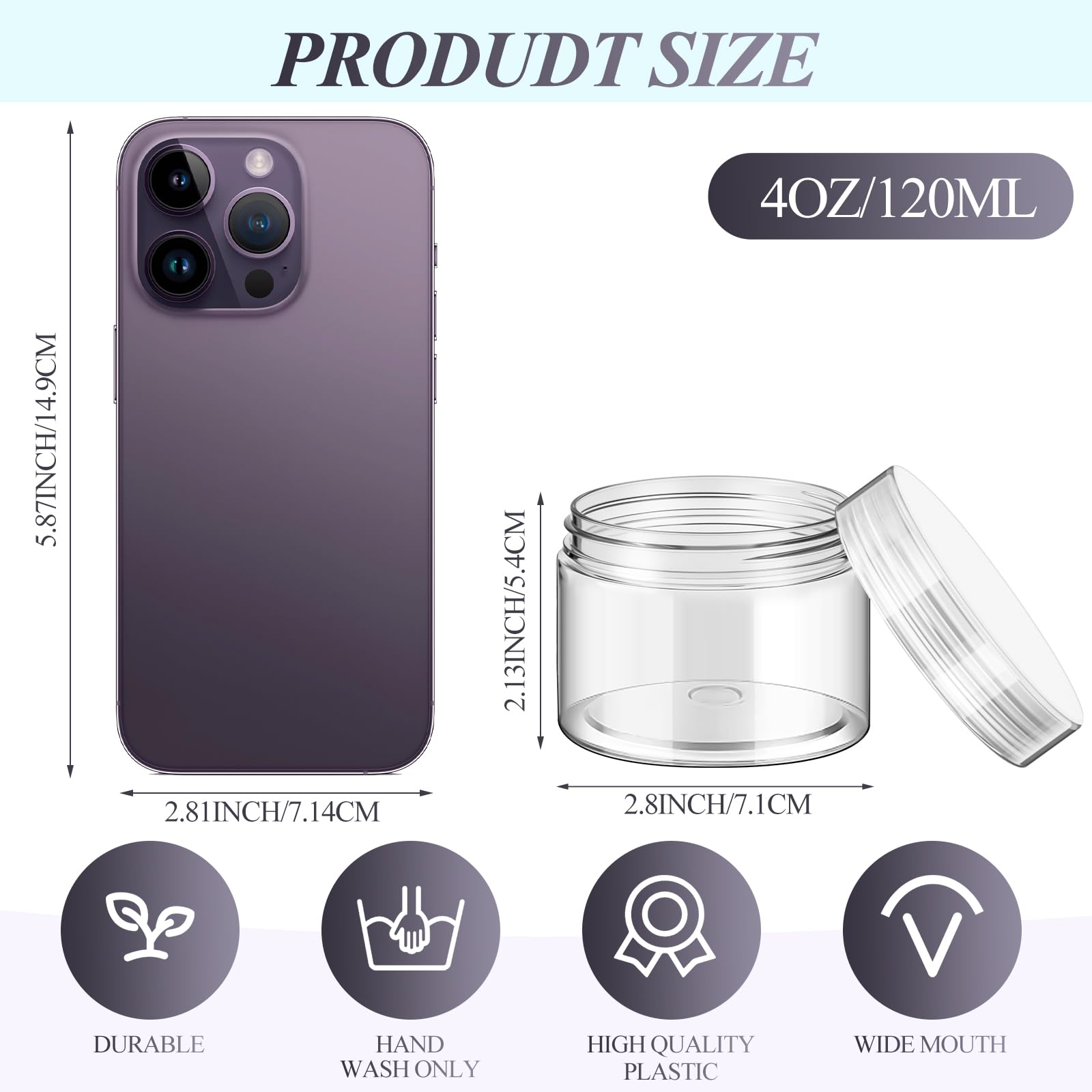 Patelai 16 Pack 4 Oz Empty Slime Container Jars With Lids Round Clear Plastic Jars Wide Mouth Refillable Storage Organizer For S