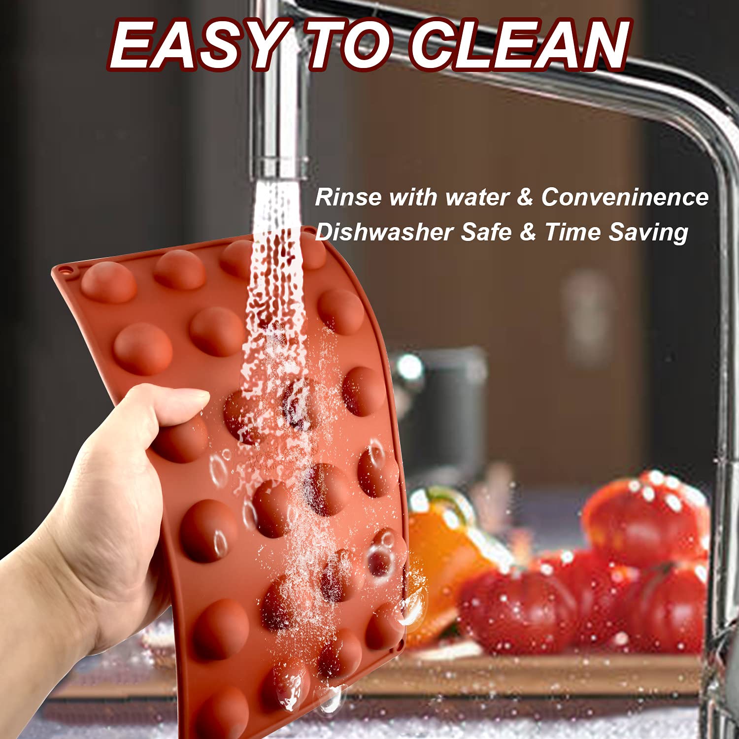 Lerykin Mini 24-Cavity Semi Sphere Silicone Molds Non-Stick, 2 Packs Half Sphere Silicone Baking Molds For Making Jelly, Chocola