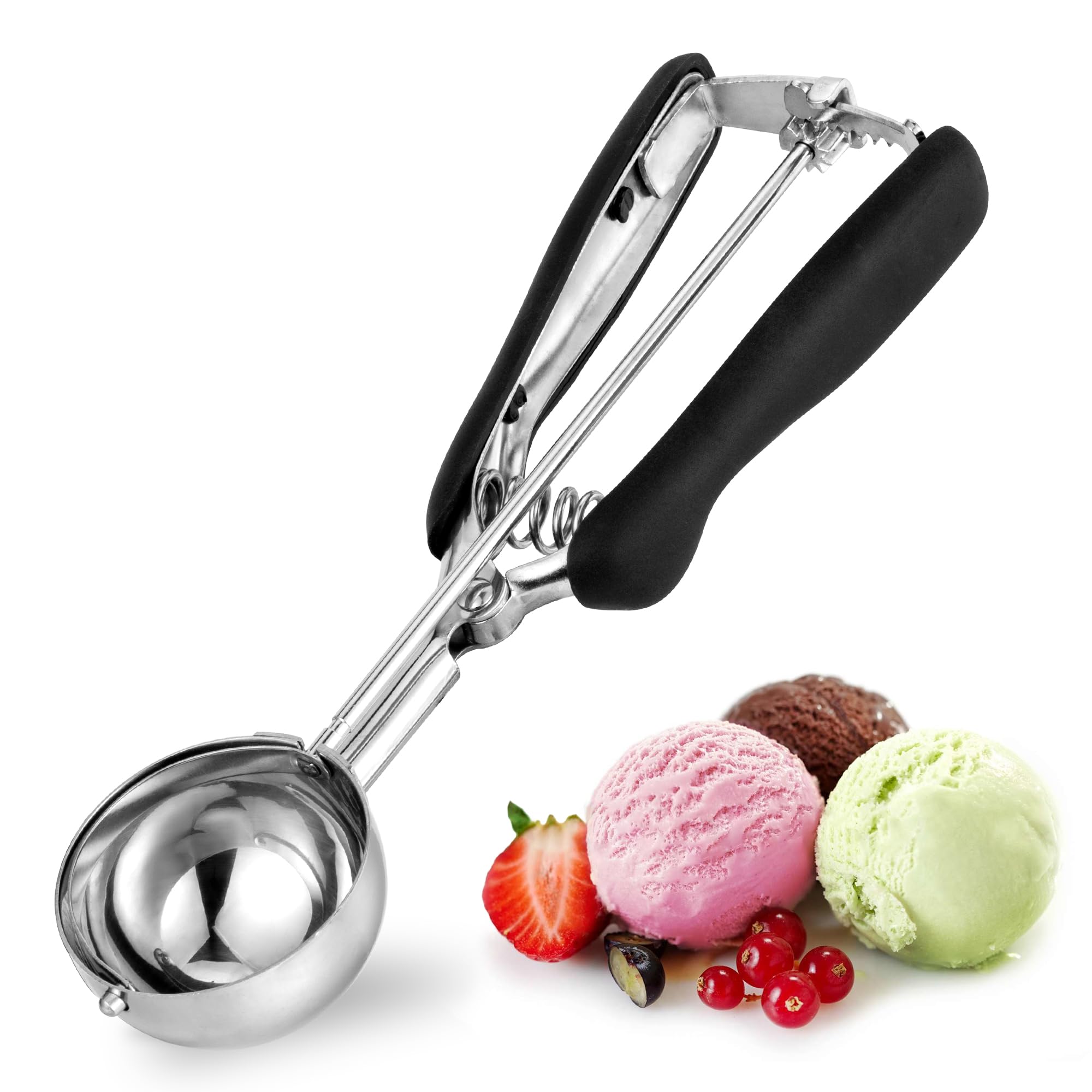 Cookie Scoop 3 Tbsp, Tj Pop Professional Stainless Steel Ice Cream Scoop 50 Mm, Good Soft Grips, Quick Trigger Release, 45 Ml