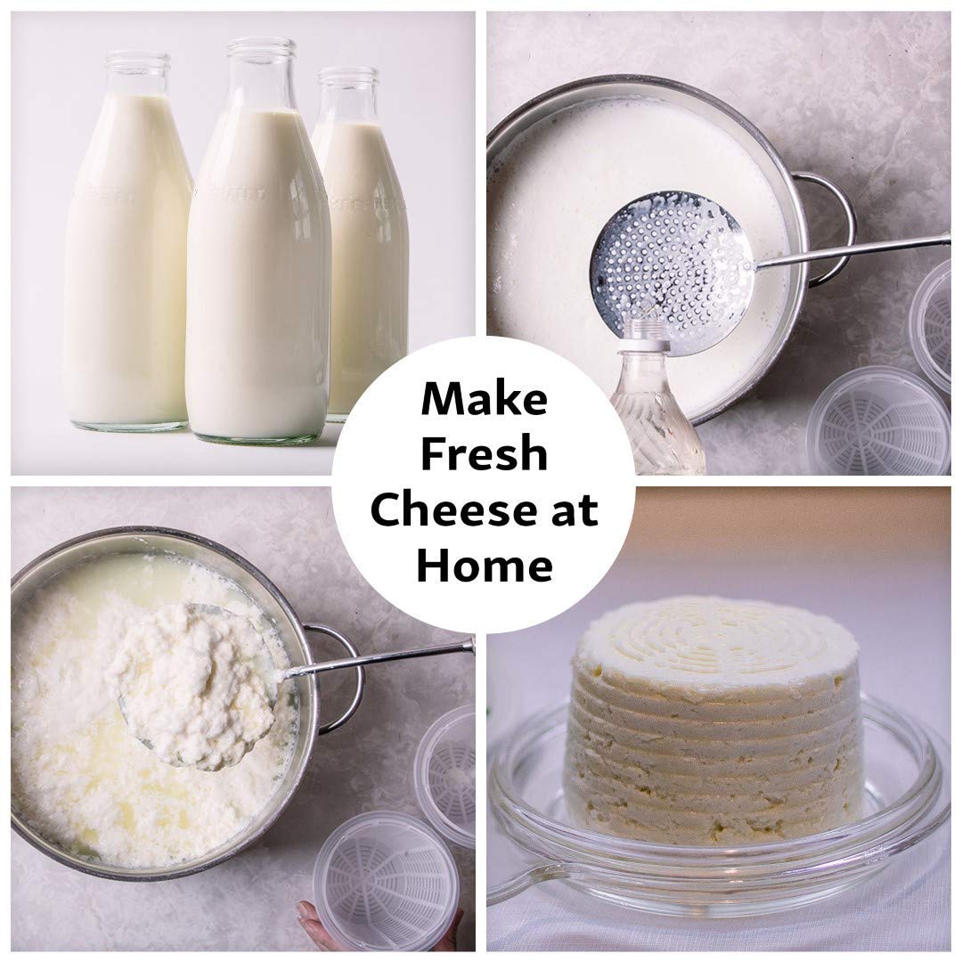 Country Trading Co. Cheesemaking Molds Set Of 5 - Ricotta Cheese Draining Baskets For Home Cheese Making Made In Italy