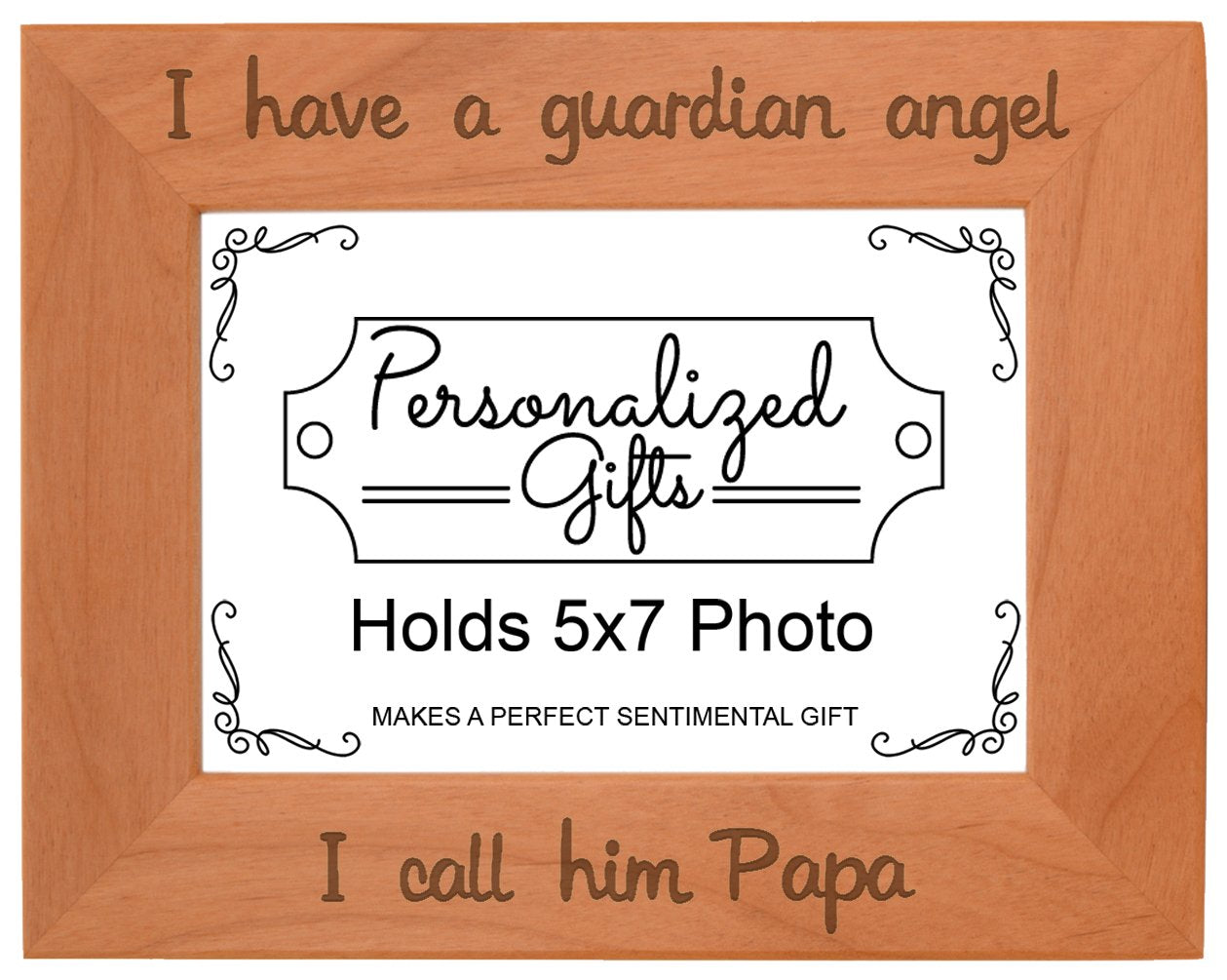 ThisWear Grandpa Remembrance Frame Papa I Have a Guardian Angel In Remembrance Gifts Natural Wood Engraved 5x7 Landscape Picture