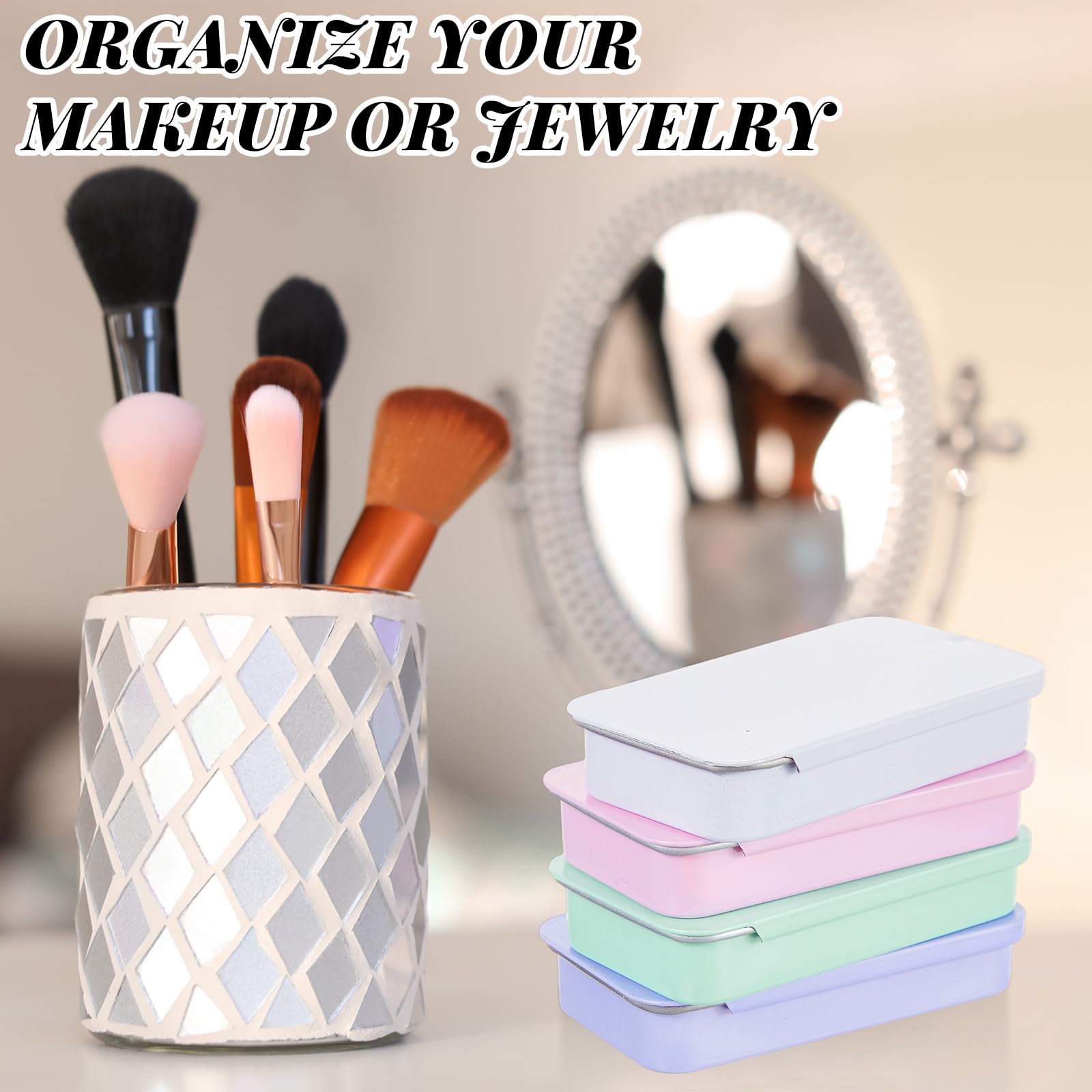 Norme 40 Pcs Small Slide Top Tin Lip Balm With Lids Rectangular Metal Containers For Lip Balm Candies Jewelry Crafts Pills Stora