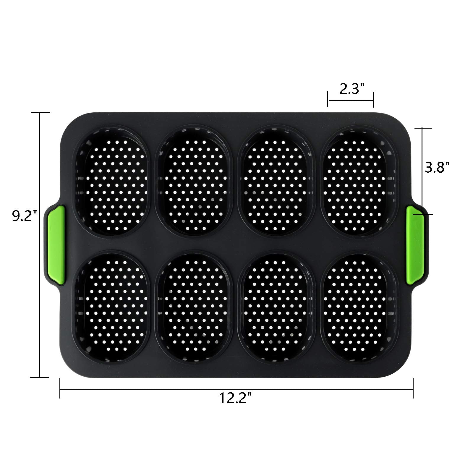 Topzea Set Of 2 Silicone Baguette Pan, Nonstick French Bread Bake Mold, 8 Gutter Perforated Ham Burger Buns Sandwich Rolls Pans,
