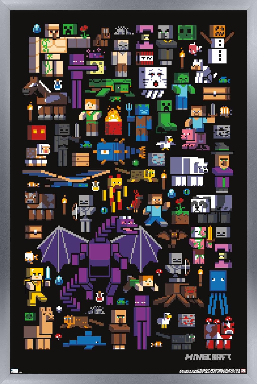 Trends International Minecraft - Mobbery Wall Poster, 14.725'' X 22.375'', Silver Framed Version