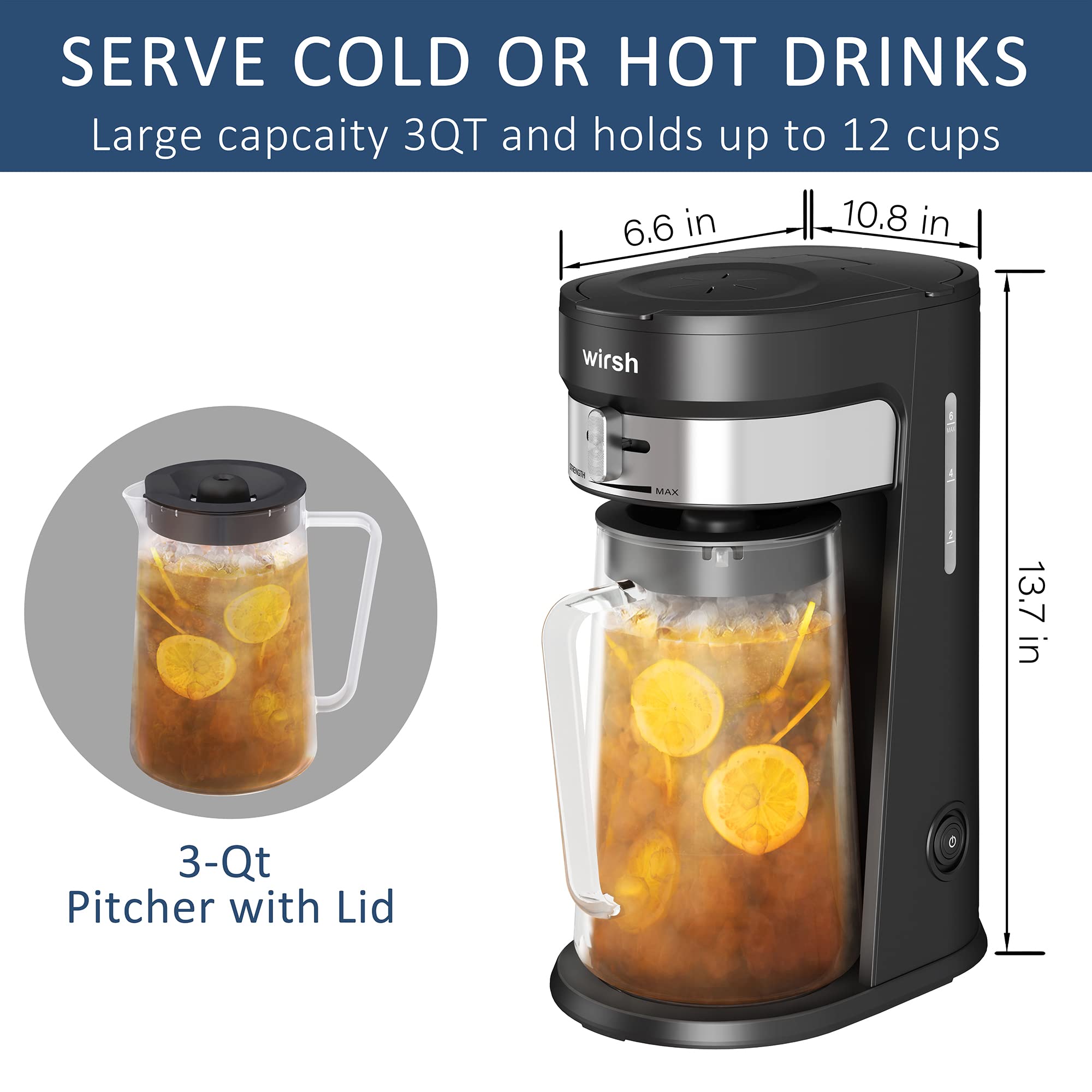 3Qt Glass Pitcher For Wirsh Iced Tea&Coffee Maker