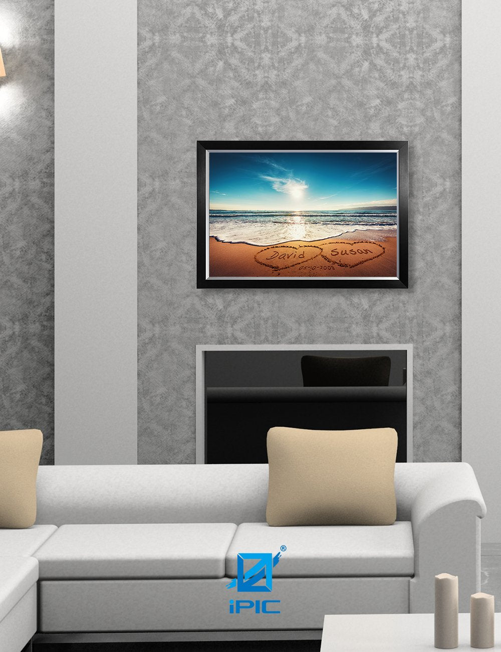 Ipic - Heart In Heart, Personalized Artwork With Names And Date On, Customized Gift For Anniversary,Wedding,Birthday And Holiday