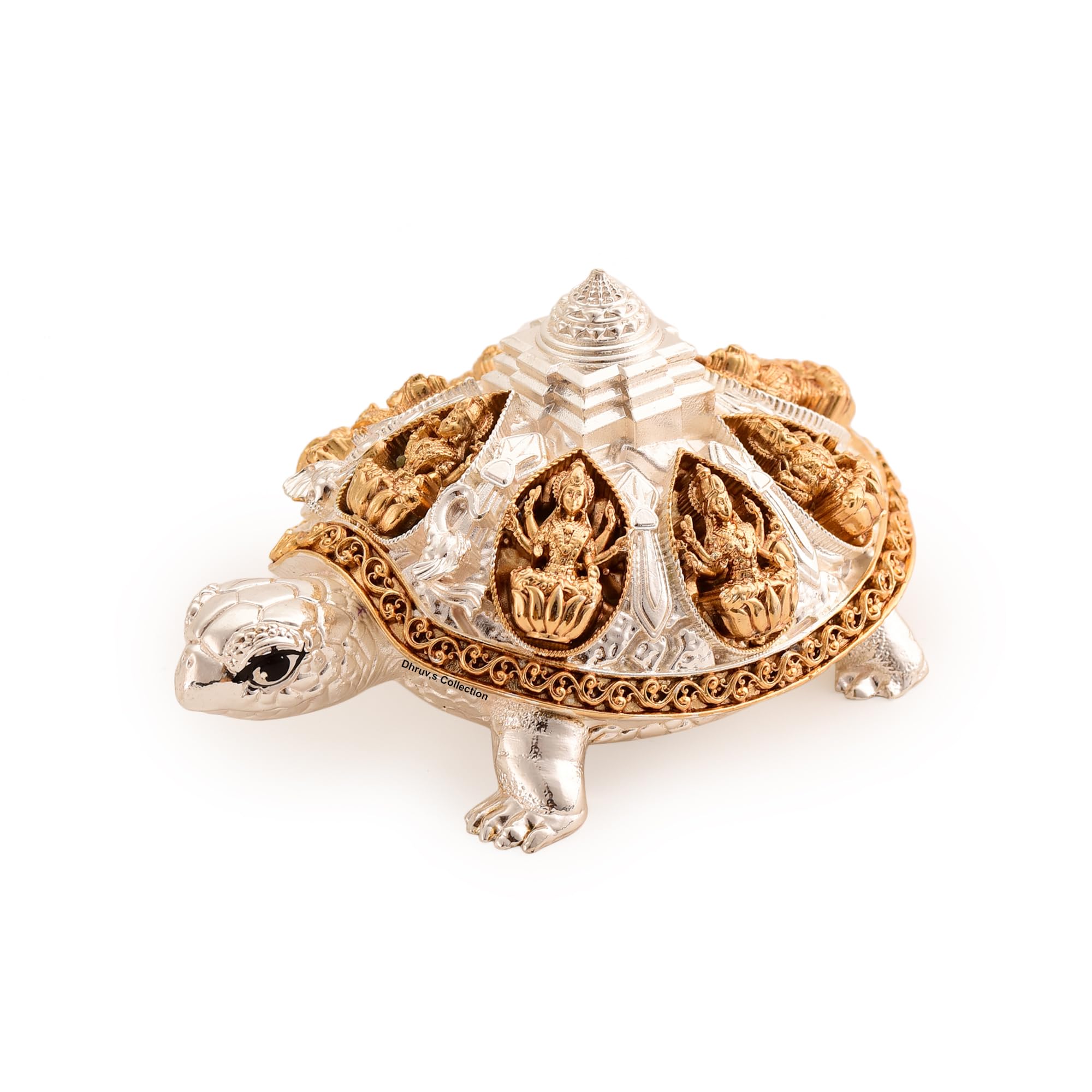 Dhruvs Collection 24K Gold & 999 Silver Plated Tortoise, Turtle For Vastu, Wealth, Home Decor, Temple, Pooja Room, Good Luck Gif