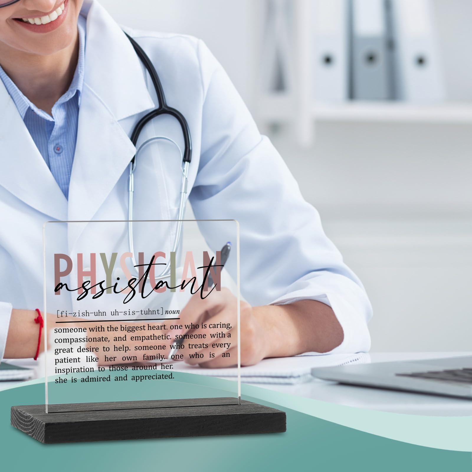 Physician Assistant Appreciation Gifts for Women Men Clear Desk Decor Signs, Physician Assistant Day Gifts for PA Graduation Fut