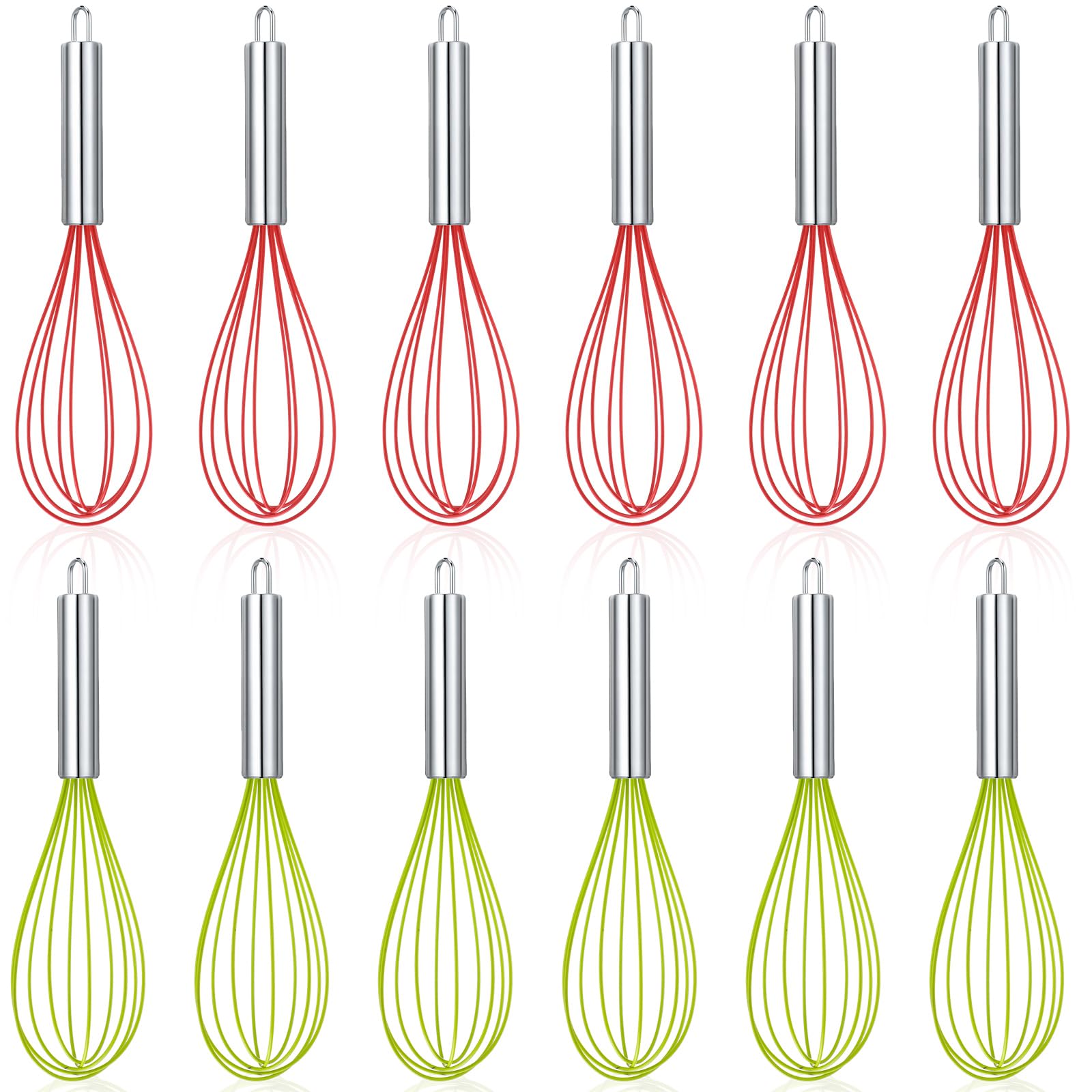 Foldtier 12 Pcs Christmas Whisks Gifts Set 10 Inch Silicone Balloon Whisks With Stainless Steel Handle For Holiday Baking, Xmas 