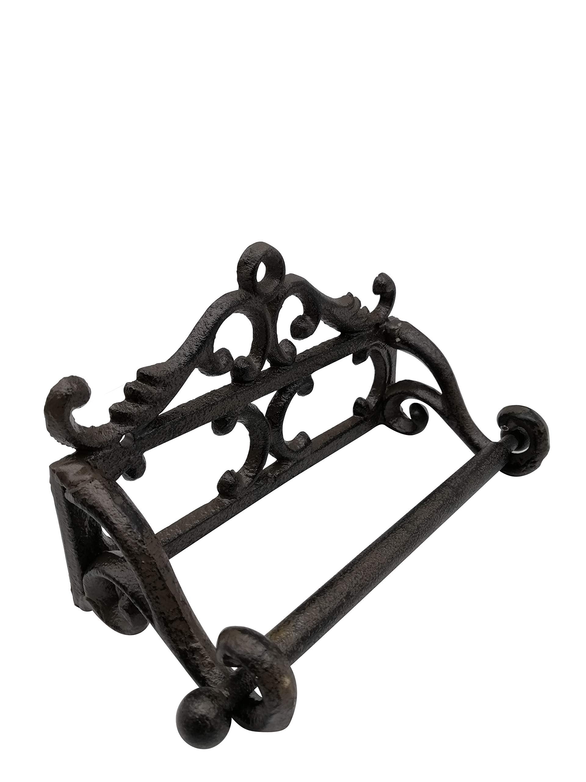 Comfy Hour Antique And Vintage Ocean Collection Cast Iron Tissue Holder, Toilet Paper Holder, Aged Old Fashioned Black