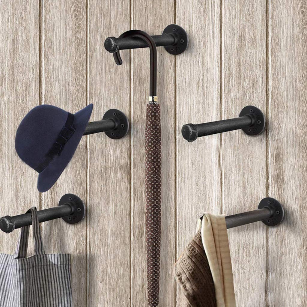 Sumnacon 2 Pcs 12 Inch Industrial Pipe Clothes Bar - Heavy Duty Rustic Metal Coat Hanger With Screws, Wall-Mounted Garment Holde