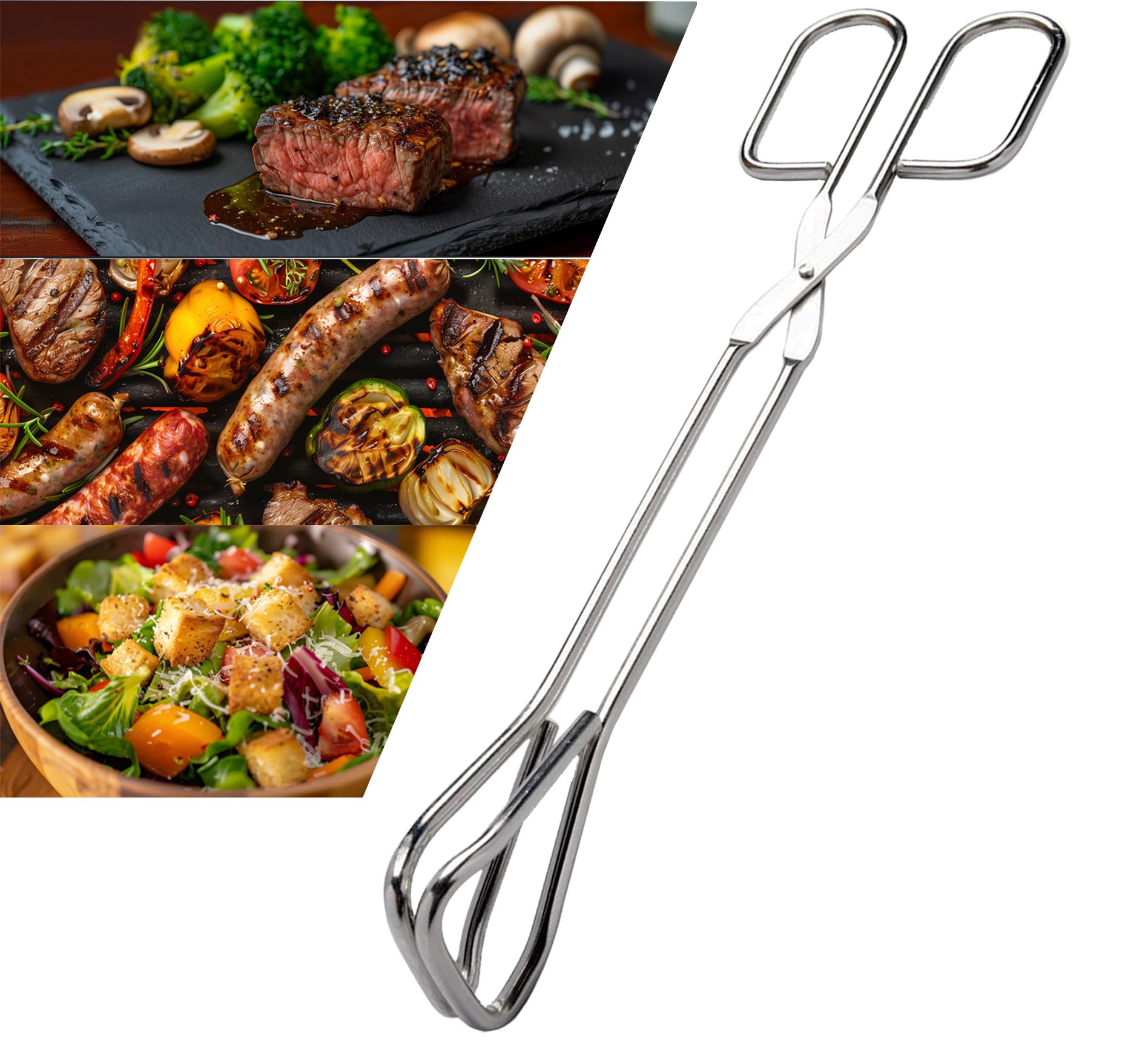 Food Tongs  Hiash Heavy Duty Stainless Steel Kitchen Tongs for Cooking  Barbecue  Serving Scissors Tongs - Buffet Pliers 11 Inch