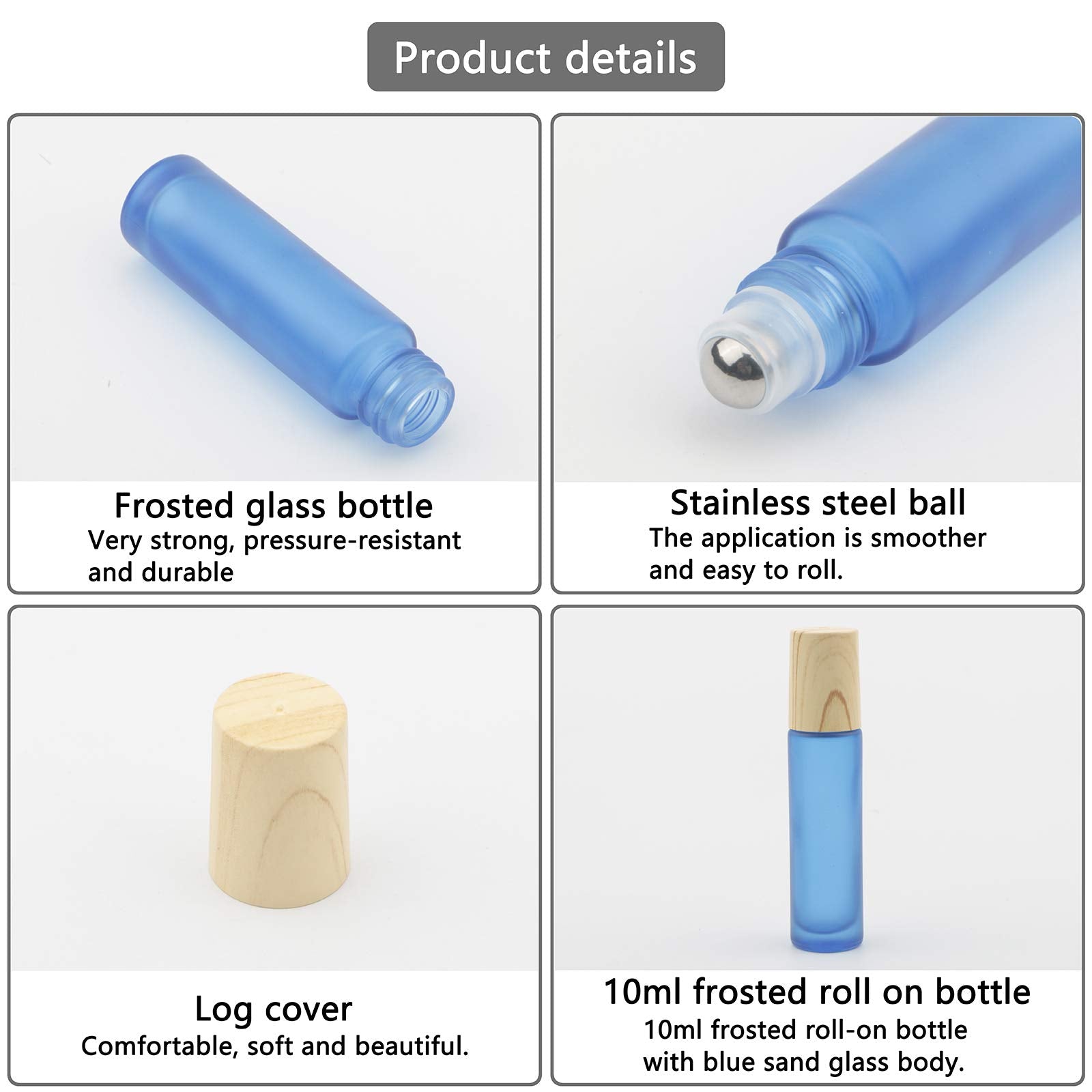 Kesell 10Pcs 10Ml Glass Roll On Bottles Portable Essential Oil Roller Bottle With Plastic Lid Refillable Small Perfume Bottle Sa