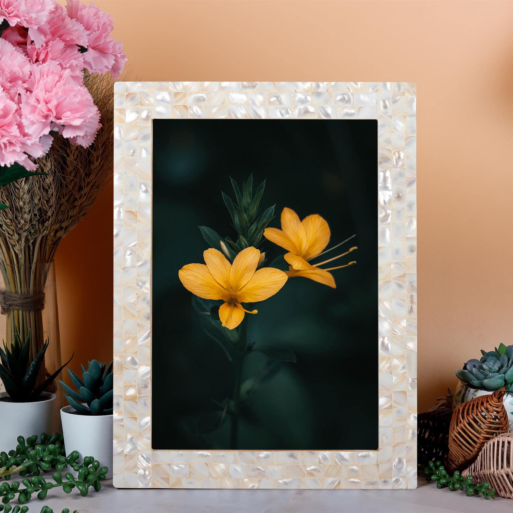 Handicrafts Home 8.3x11 Picture Frame Mother of Pearl Collection- Handcrafted Small Frame for Living Room, Wall Decor, Office De