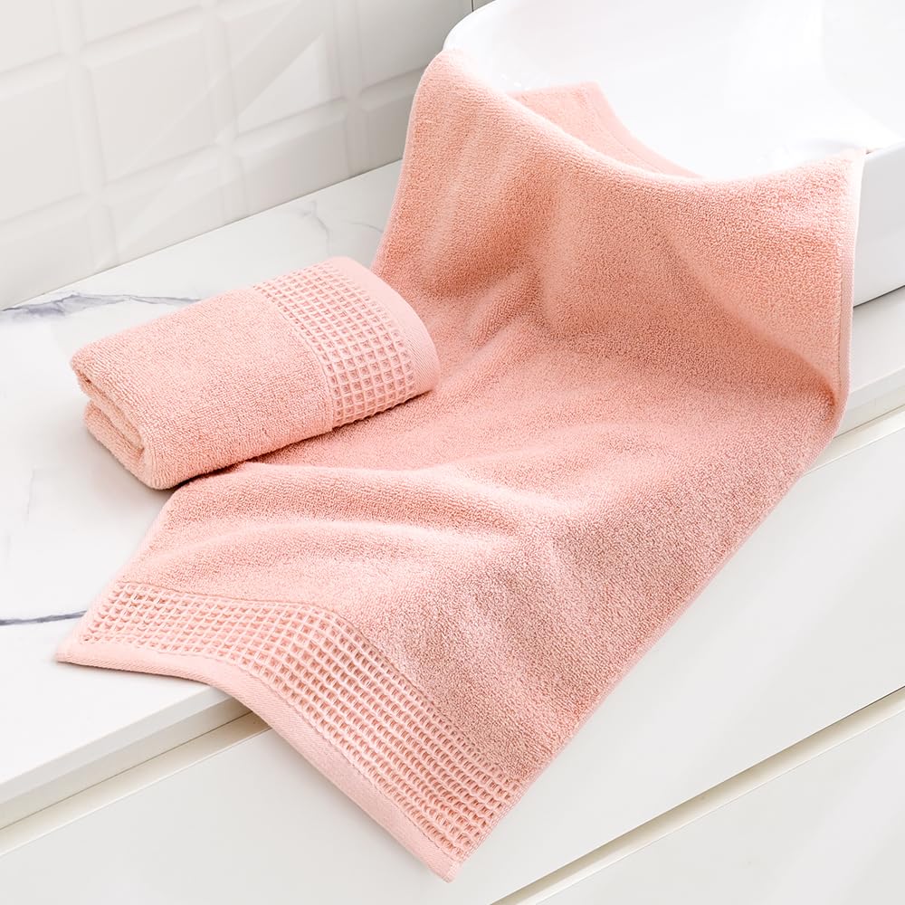 Sense Gnosis Pink Hand Towels Set Of 2 Soft 100% Cotton Waffle Pattern Decorative Highly Absorbent Hotel Bathroom Hand Towel 13X