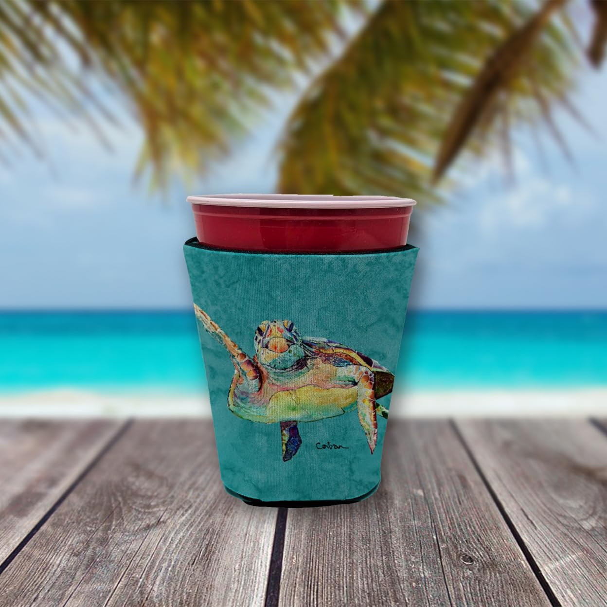 Turtle Hi Five Red Solo Cup Beverage Insulator Hugger