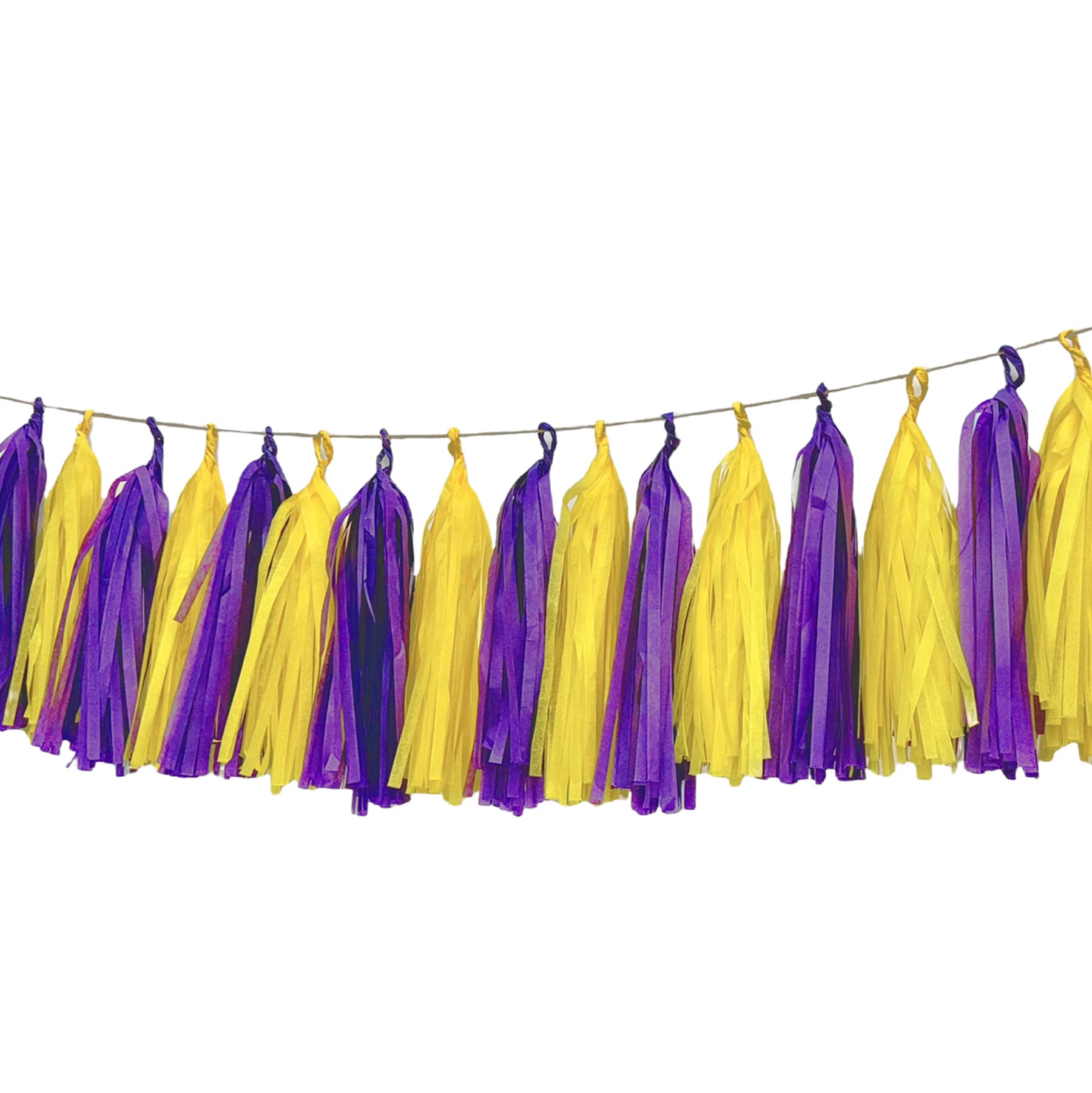 Purple Yellow Tassel Garland,Tissue Tassel Banner for Basketball Sport Theme Party Birthday, Graduation Decorations,Party Suppli