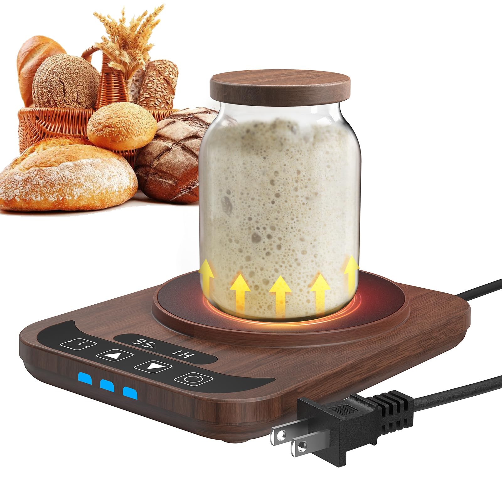 Sourdough Starter Warmer with Temperature Display,Sourdough Warming Mats 100? Electric Heating 12 Hours Timing Function Sourdoug