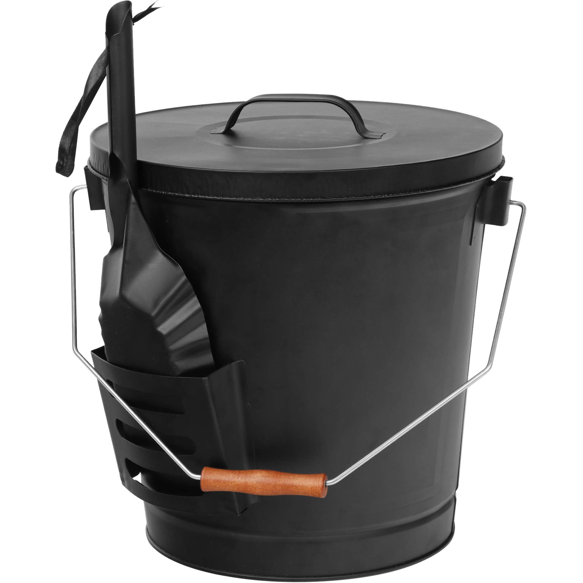 F2C 5.15 Gallon Large Ash Bucket With Lid And Shovel Galvanized Metal Coal And Hot Ash Pail For Fireplace, Fire Pits, Wood Burni