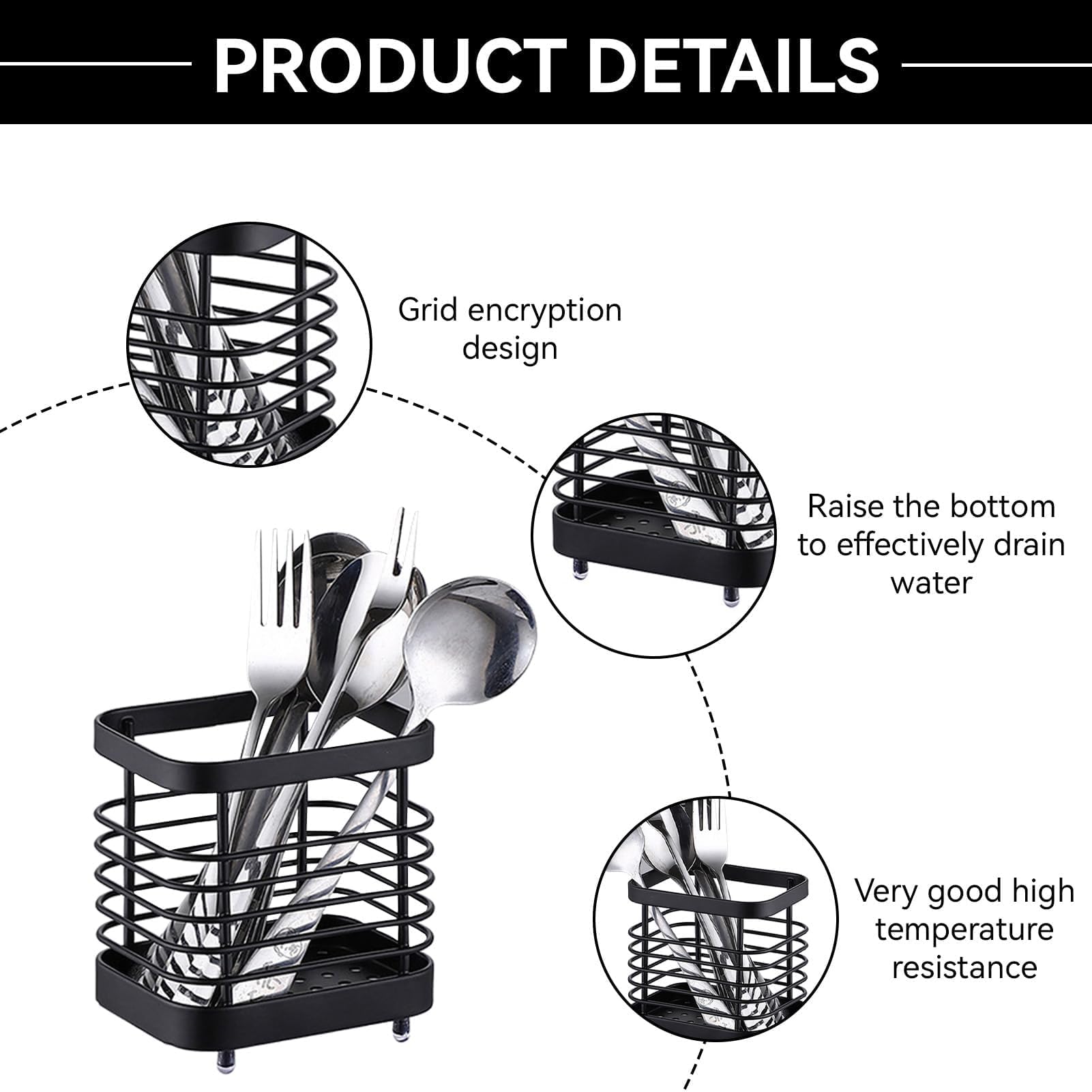 Stainless Steel Utensil Drying Rack, Silverware Drying Basket Basket Draining Basket Kitchen Dish Drainer Dish Drying Rack(S-Bla