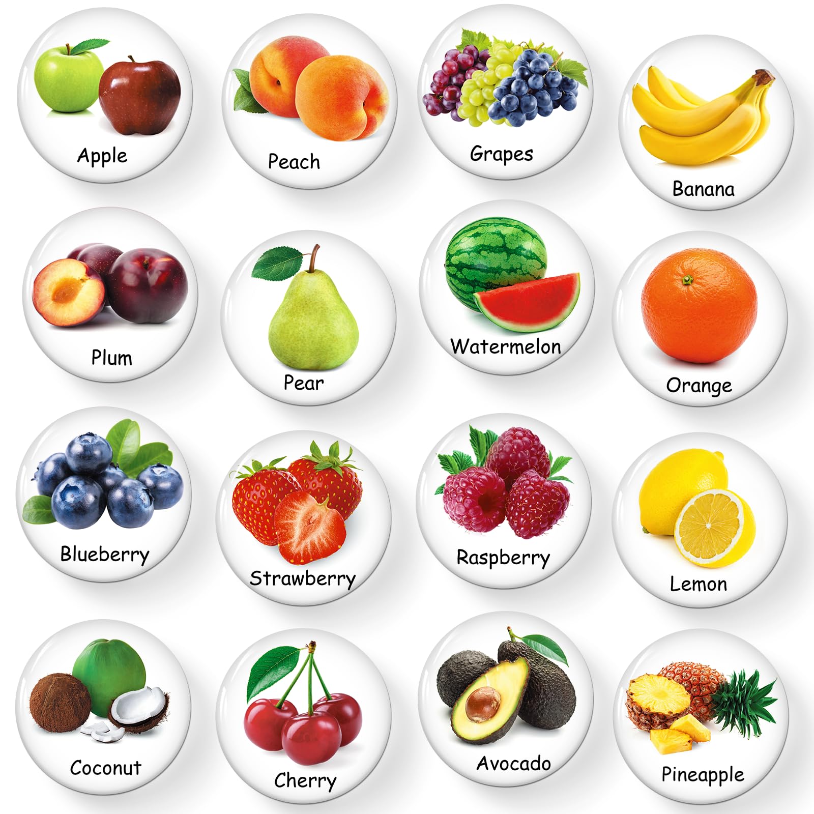 MORCART Fridge Magnets, 16PCS Food Fruit Magnets for Refrigerator Locker Whiteboard Decorative Magnetic Board Cabinets Classroom