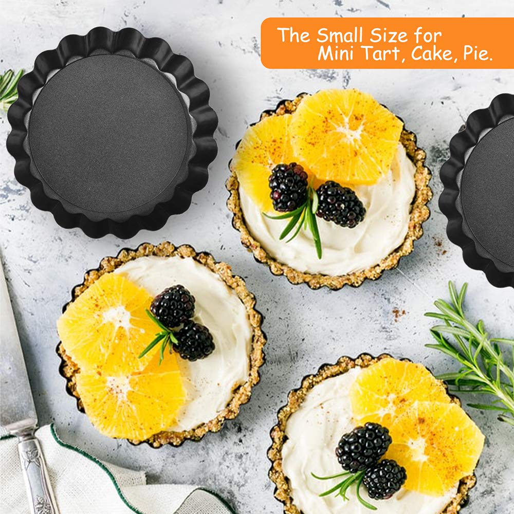 Toraso 9 Inch And 4 Inch Tart Pan With Removable Bottom, 2 Pcs 9 Inch Quiche Pan And 4 Pcs 4 Inch Pie Pan, Non-Stick Baking Pan