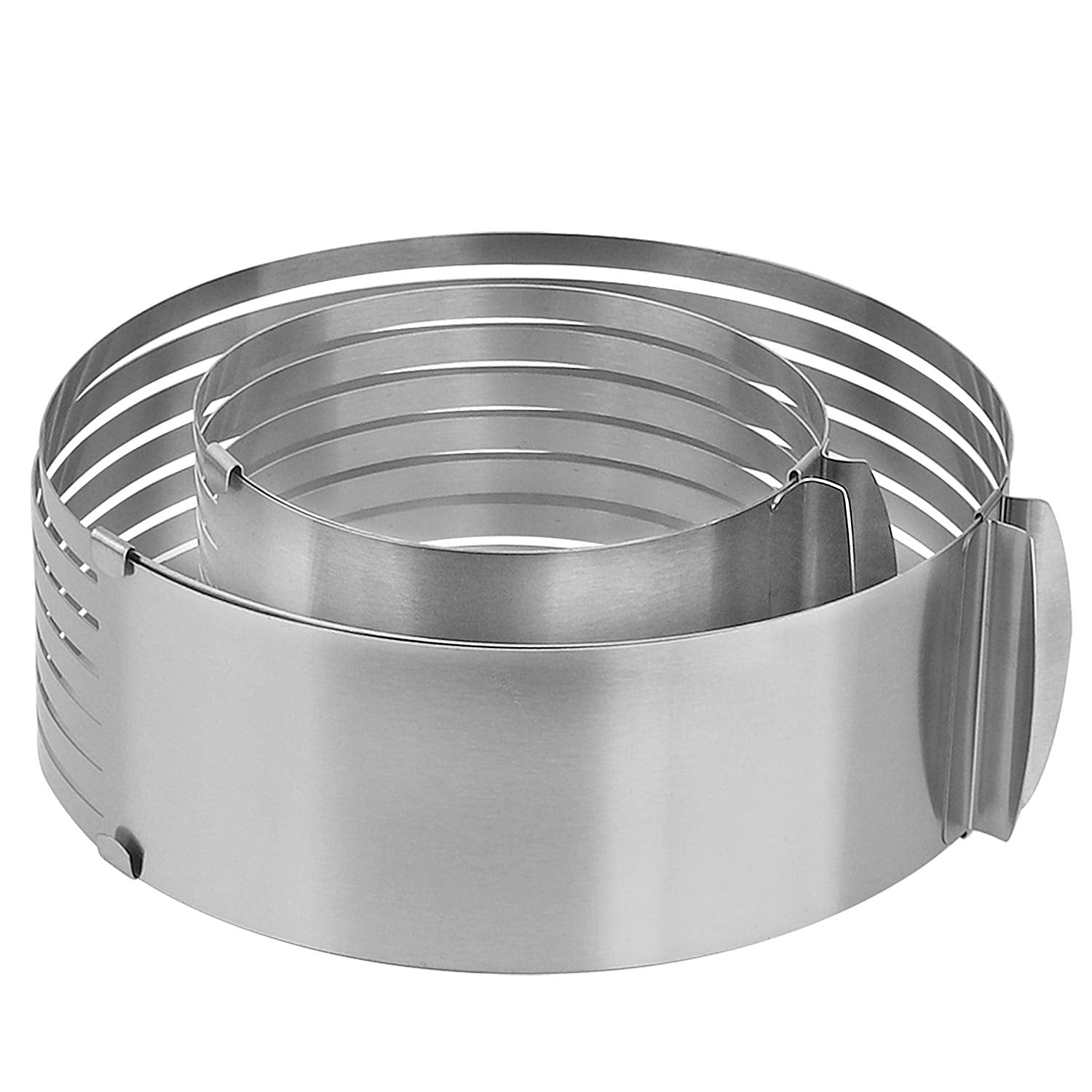 Keileoho Layer Cake Slicer Set, 2 Pcs Stainless Steel Adjustable 7 Layered Bread Cutter Ring With Respective Diameter Of 6-8 Inc