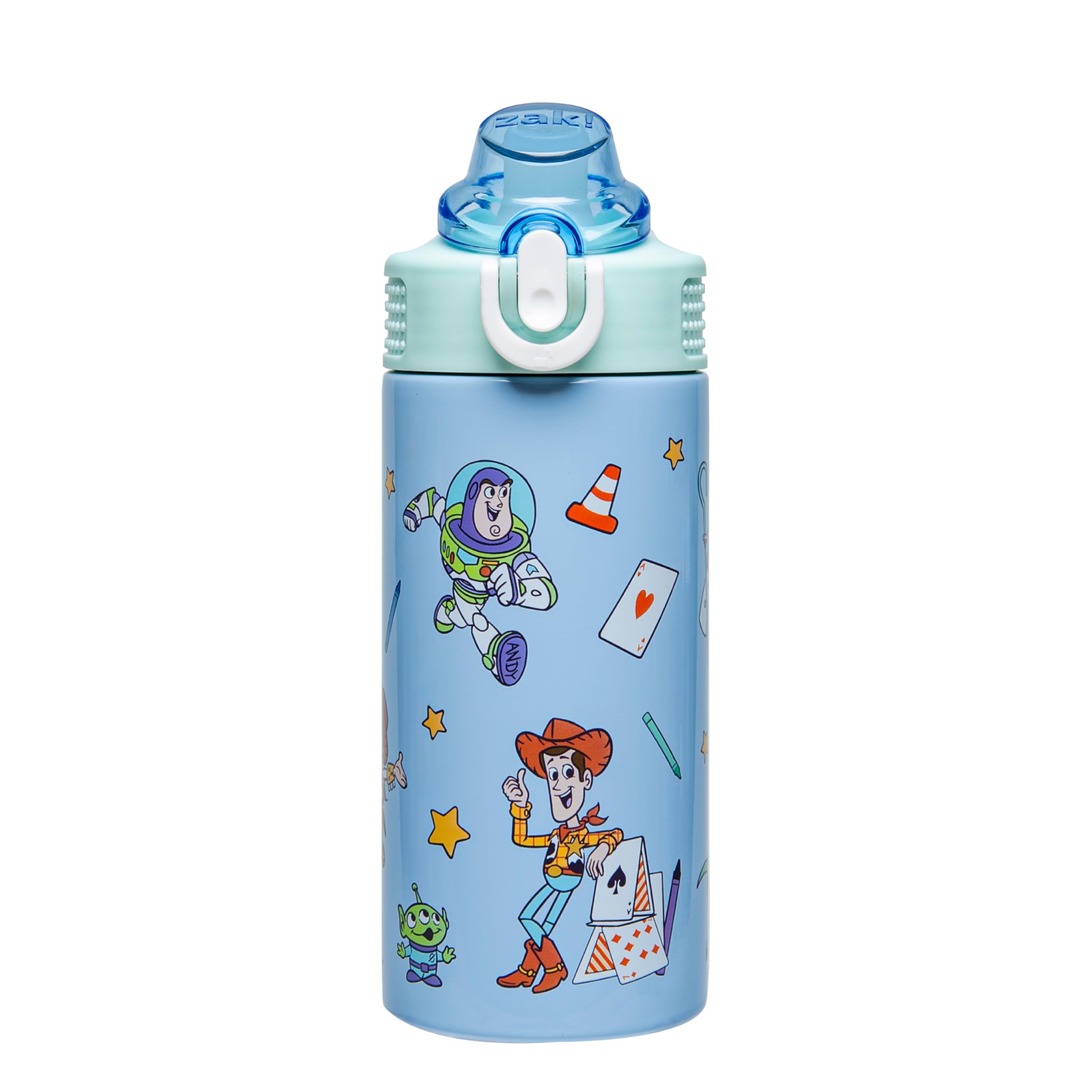 Zak Designs Disney and Pixar Toy Story Sage Kids Water Bottle For School or Travel, 14oz Stainless Steel Water Bottle With Straw