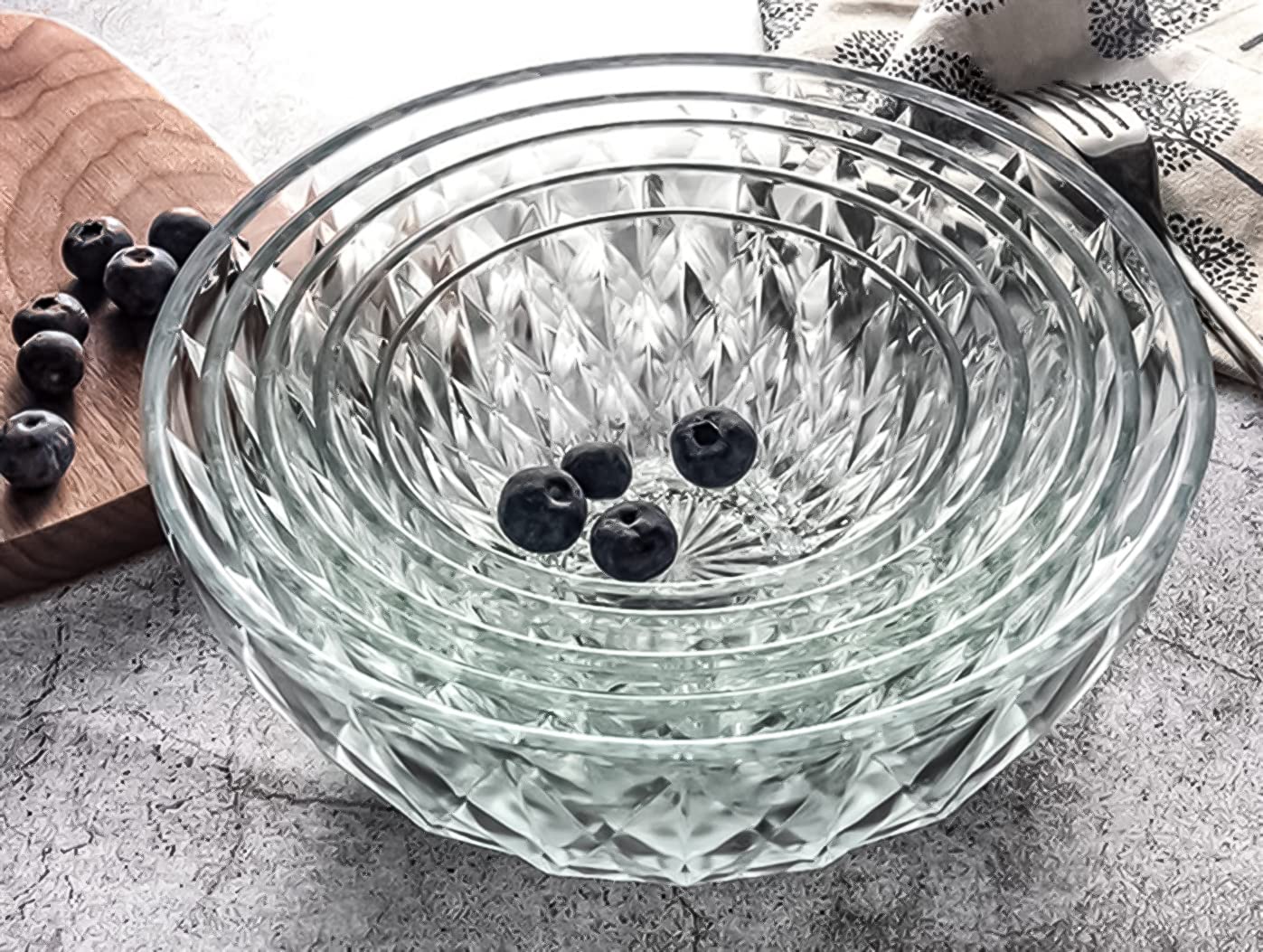 Glass Bowl, Decorative Diamond Design Bowls For Kitchen & Home D  Cor, Centerpiece Table Decorations Great For Dining, Living Ro