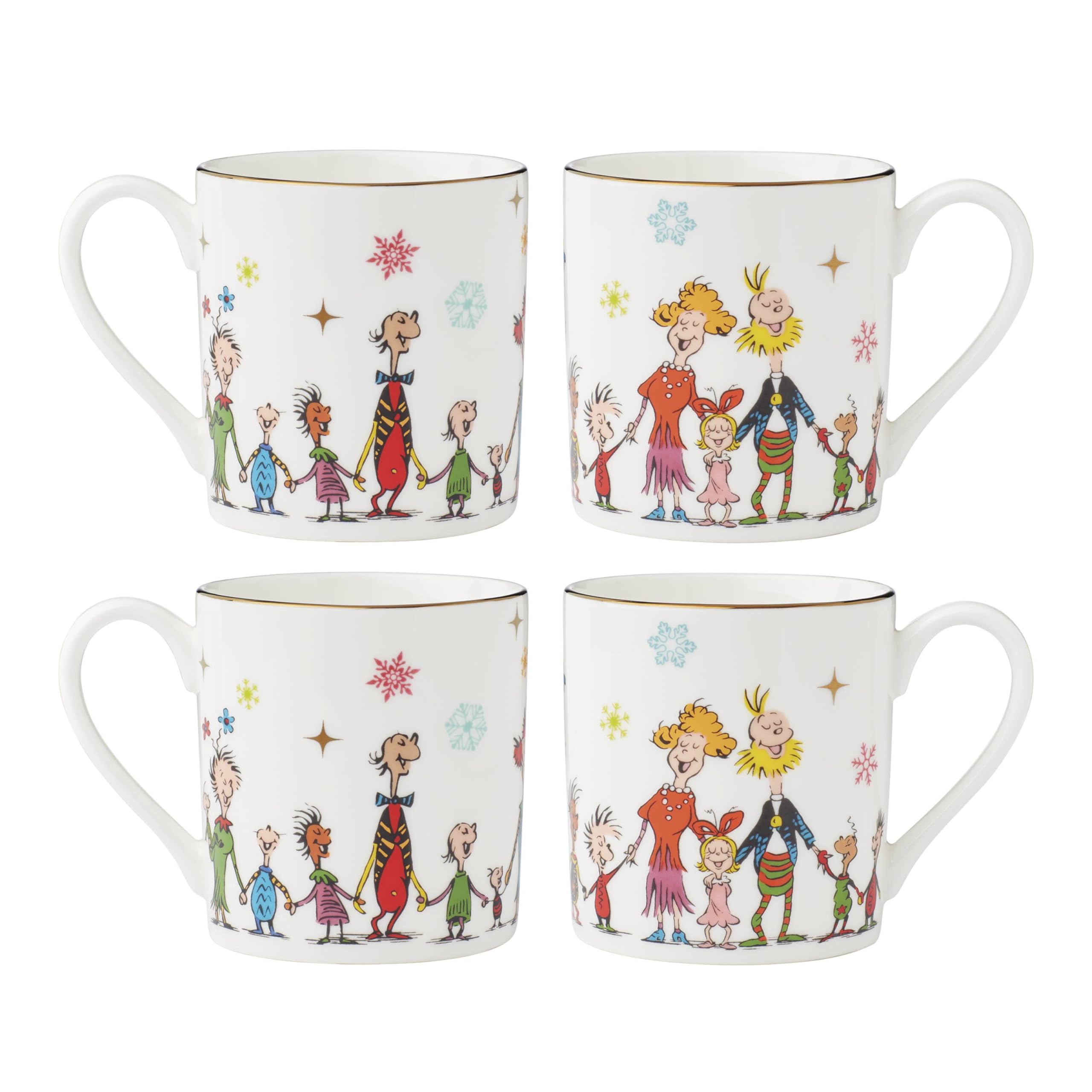 Lenox 895054 Merry Grinchmas Mugs, Set of 4, 14oz, Christmas Drinkware, Holiday Hosting