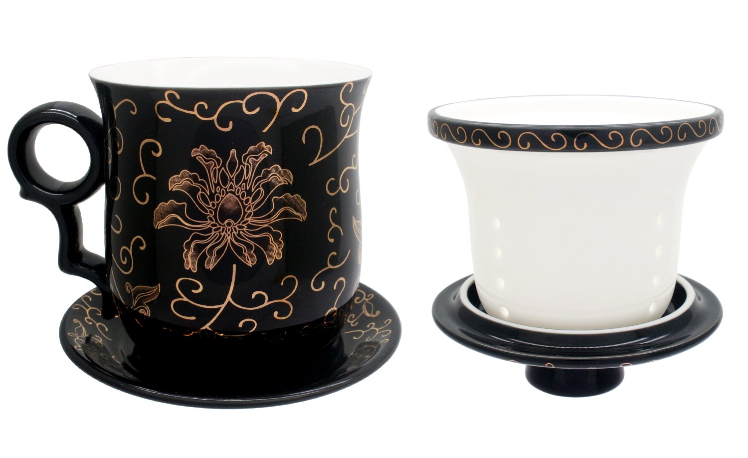 Tea Talent Porcelain Tea Cup With Infuser Lid And Saucer Sets - Chinese Jingdezhen Ceramics Coffee Mug Teacup Loose Leaf Tea Bre