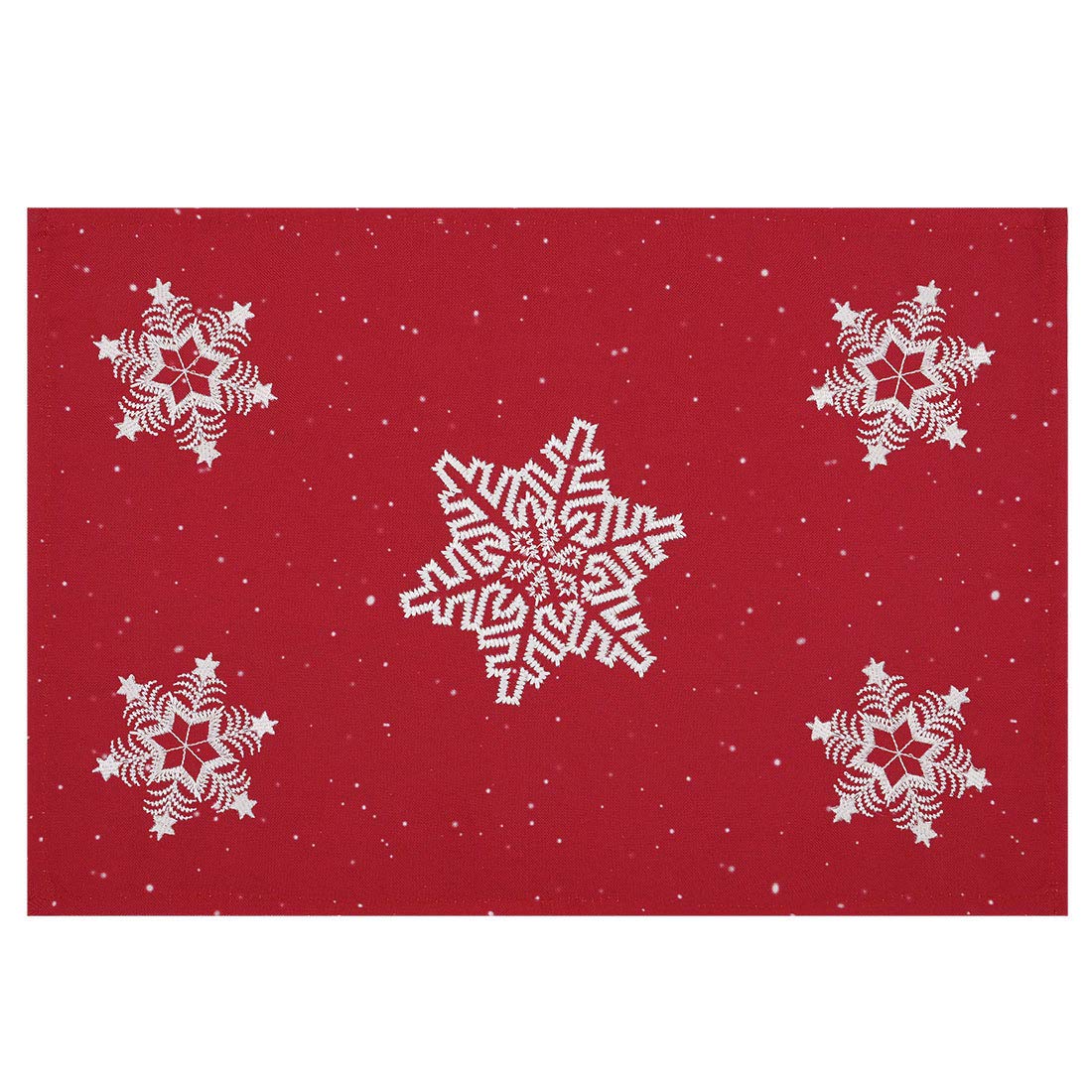 Simhomsen Embroidered Snowflakes Table Place-Mats For Christmas Holidays (Red, 13    19 Inches Set Of 4)
