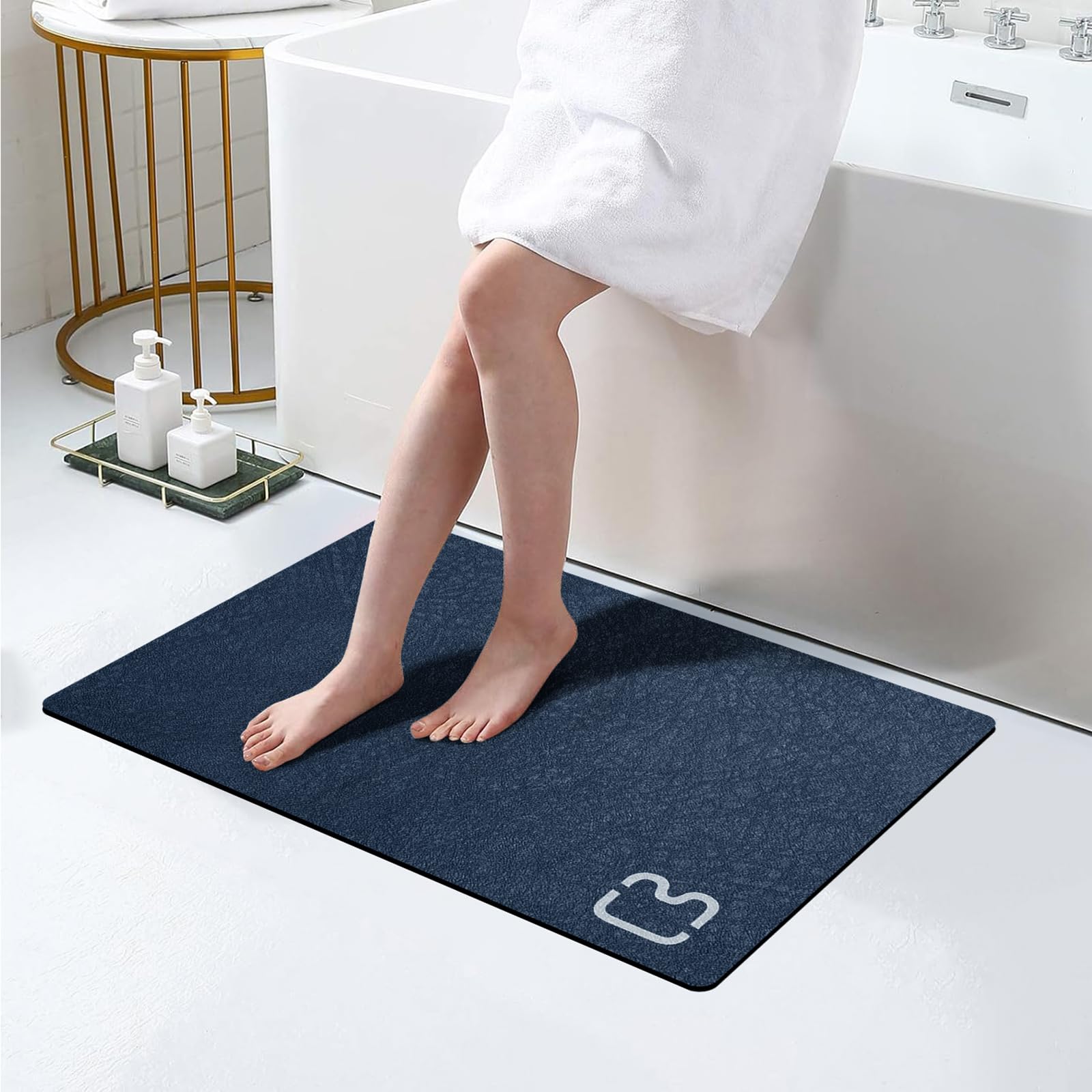 Diatomite Stone Bathroom Mats Rug - Rubber Non Slip Fast Dry Super Absorbent Thin Rugs Fit Under Door - Diatomaceous Earth Bath