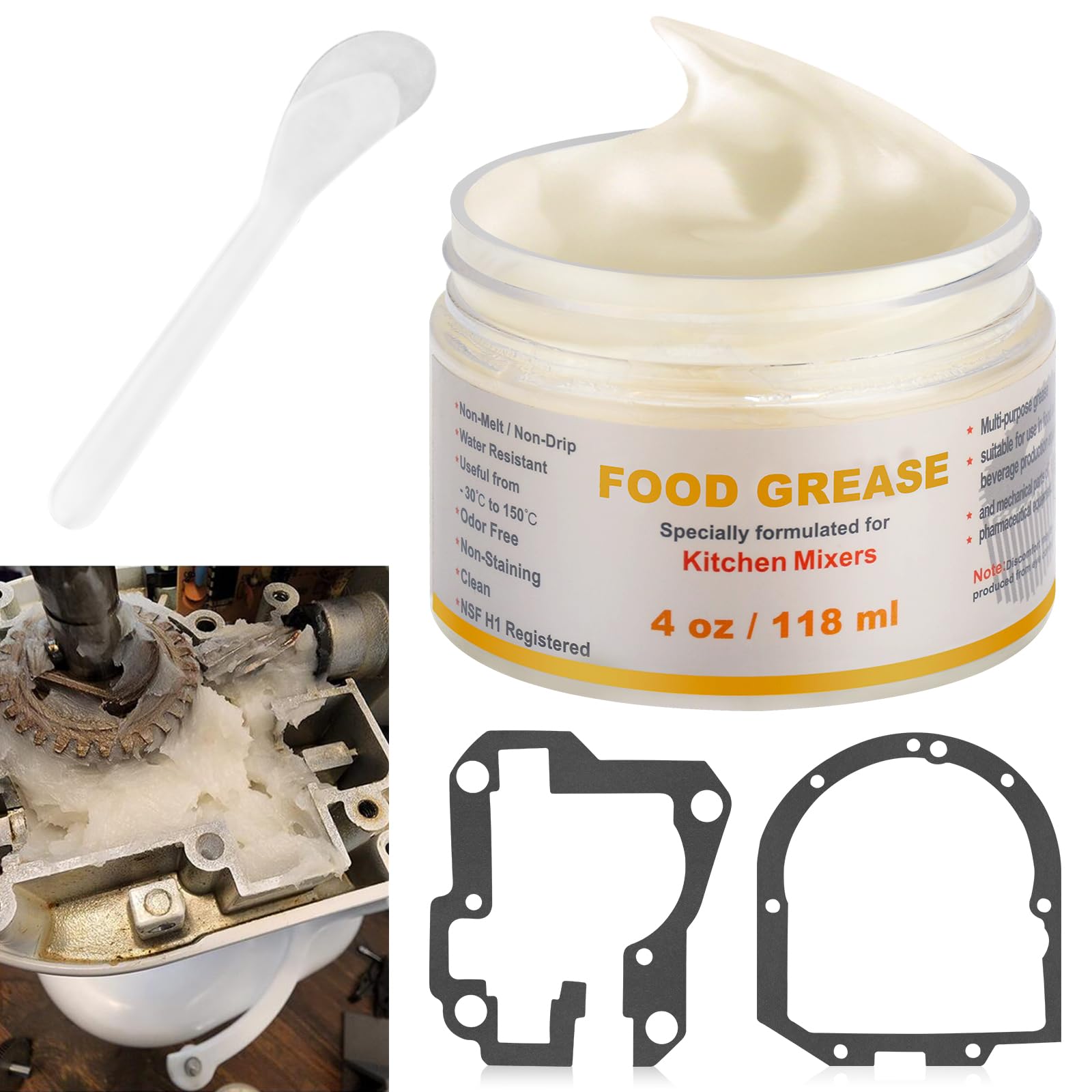 4 Oz Food Grade Grease For Kitchen Aid Stand Mixer - By Huthbrother, Universally For Kitchen Stand Mixer, Mixer Gear Attachments